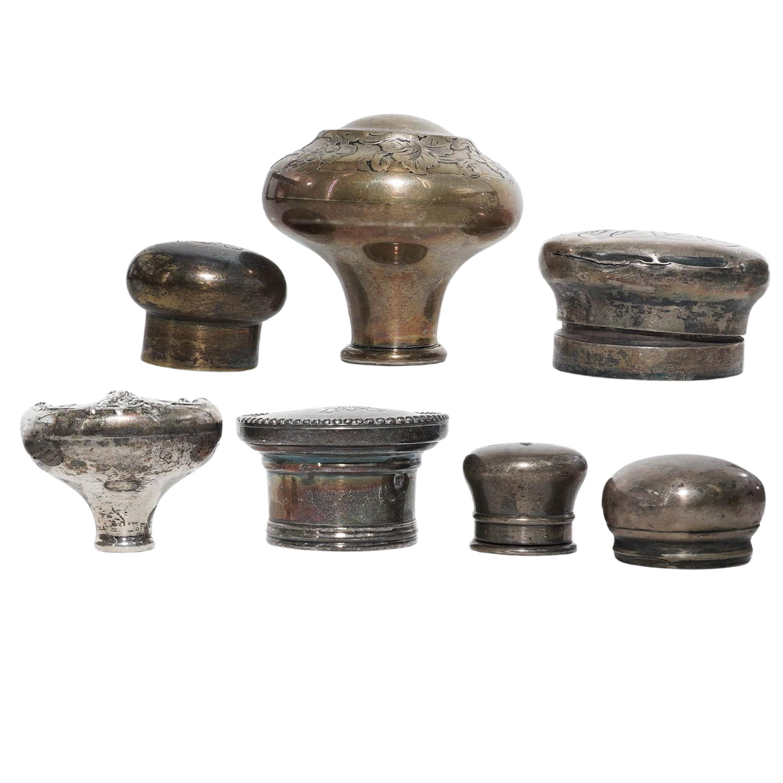 (7 pcs) Antique Sterling Silver Bottle Caps (1 of 10)