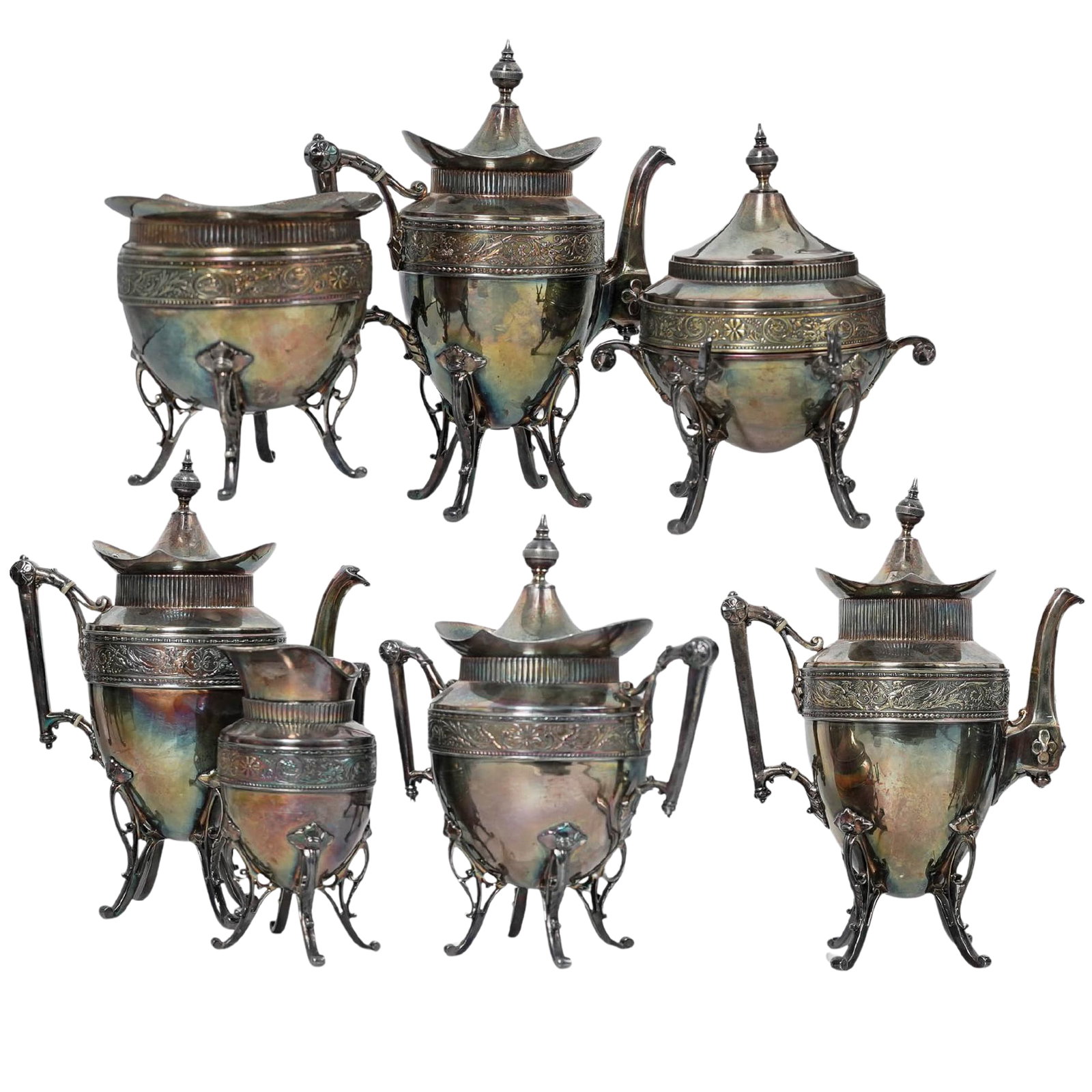 (7 pc) Simpson, Hall, Miller & Silver Co. "Treble Plate" Service Set (1 of 7)