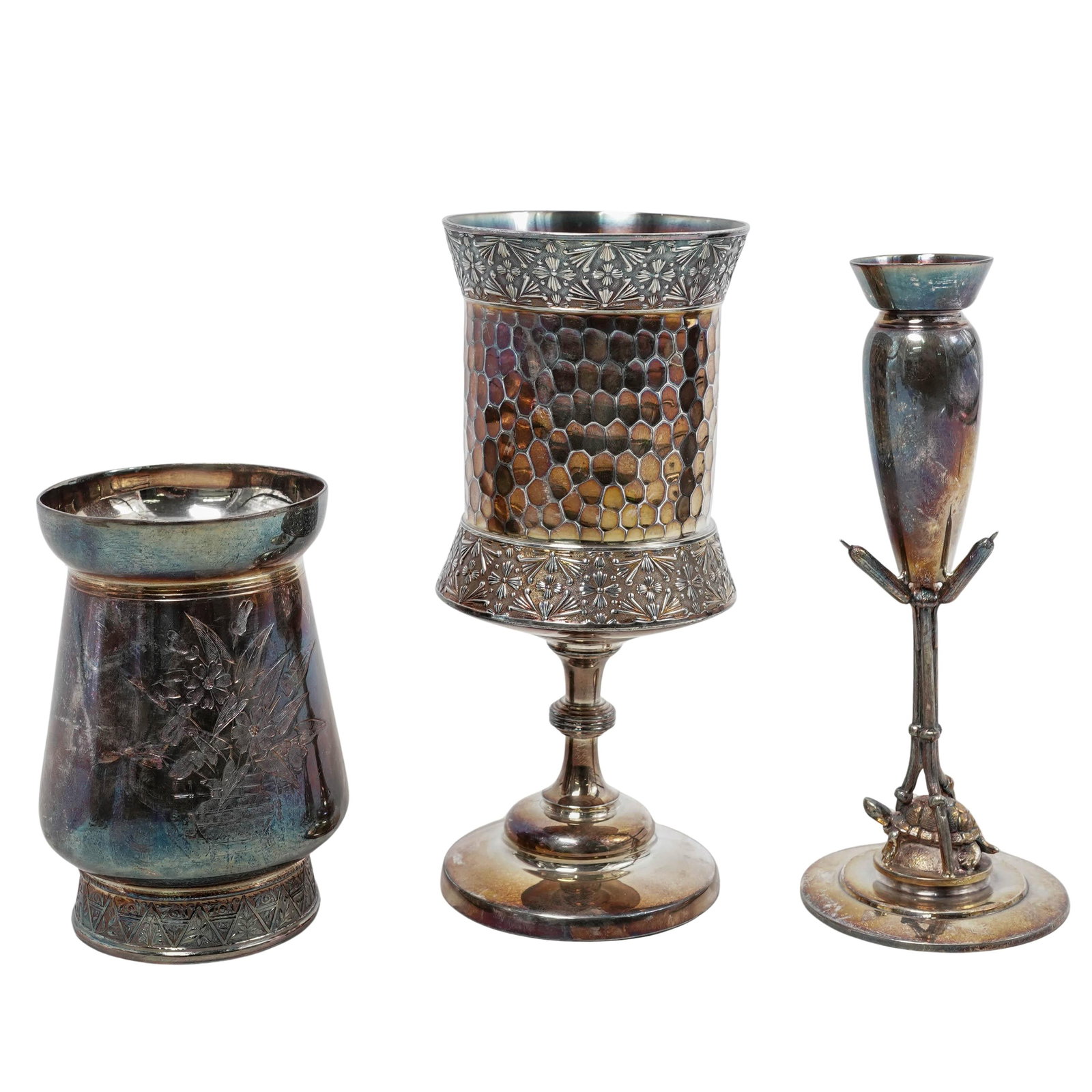(3 pc) Meriden Britannia Co. Silver Plated Vase Goblet & Tumbler (1 of 7)