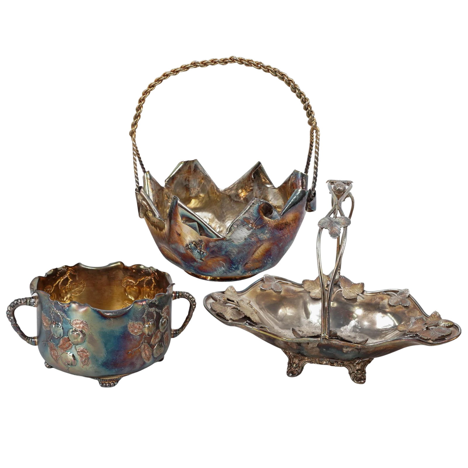 (3 pc) Simpson, Hall, Miller Co. & Pairpoint Co. Silverplate Baskets (1 of 7)