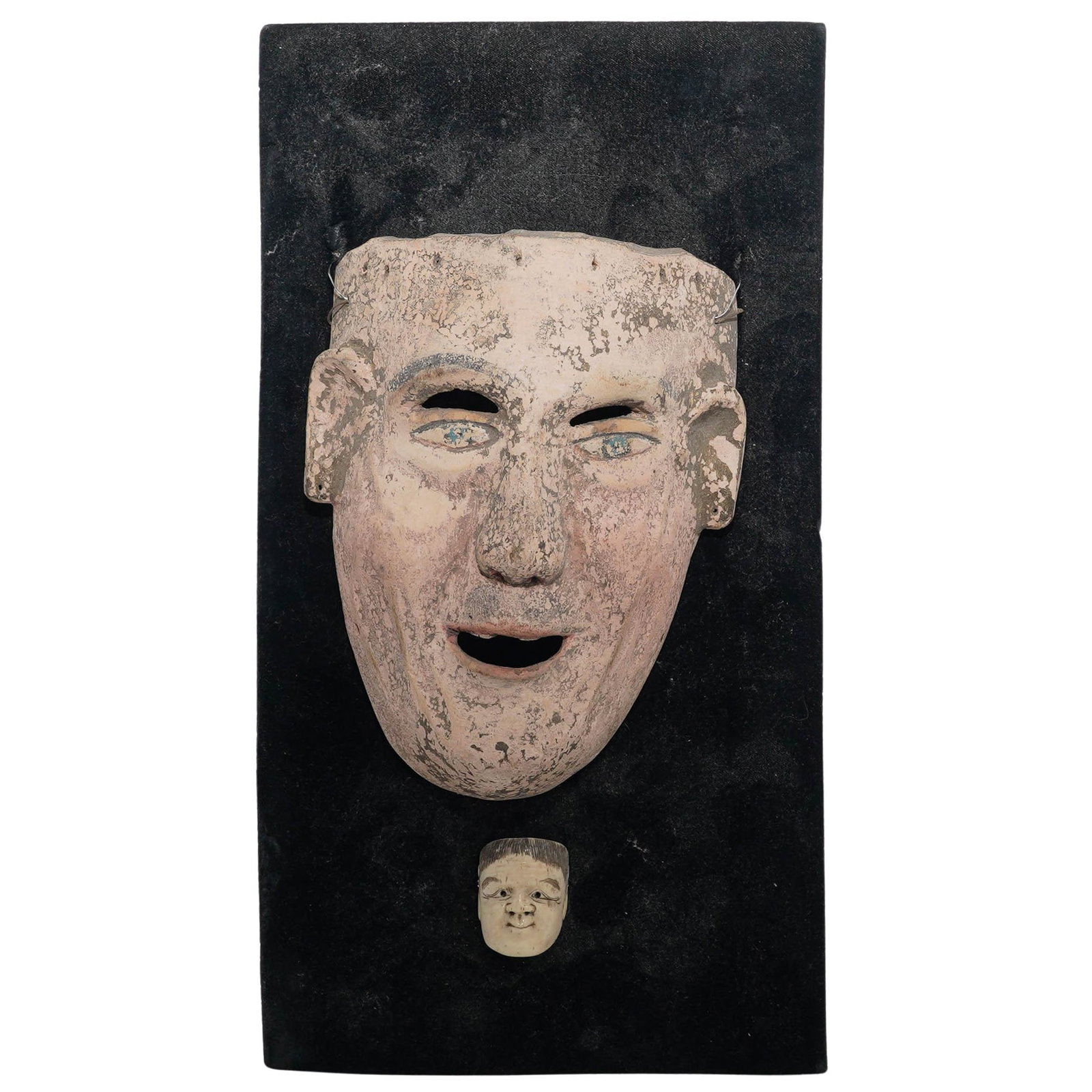 Antique Mexican Polychrome Wood & Japanese Carved Bone Theater Masks (1 of 6)