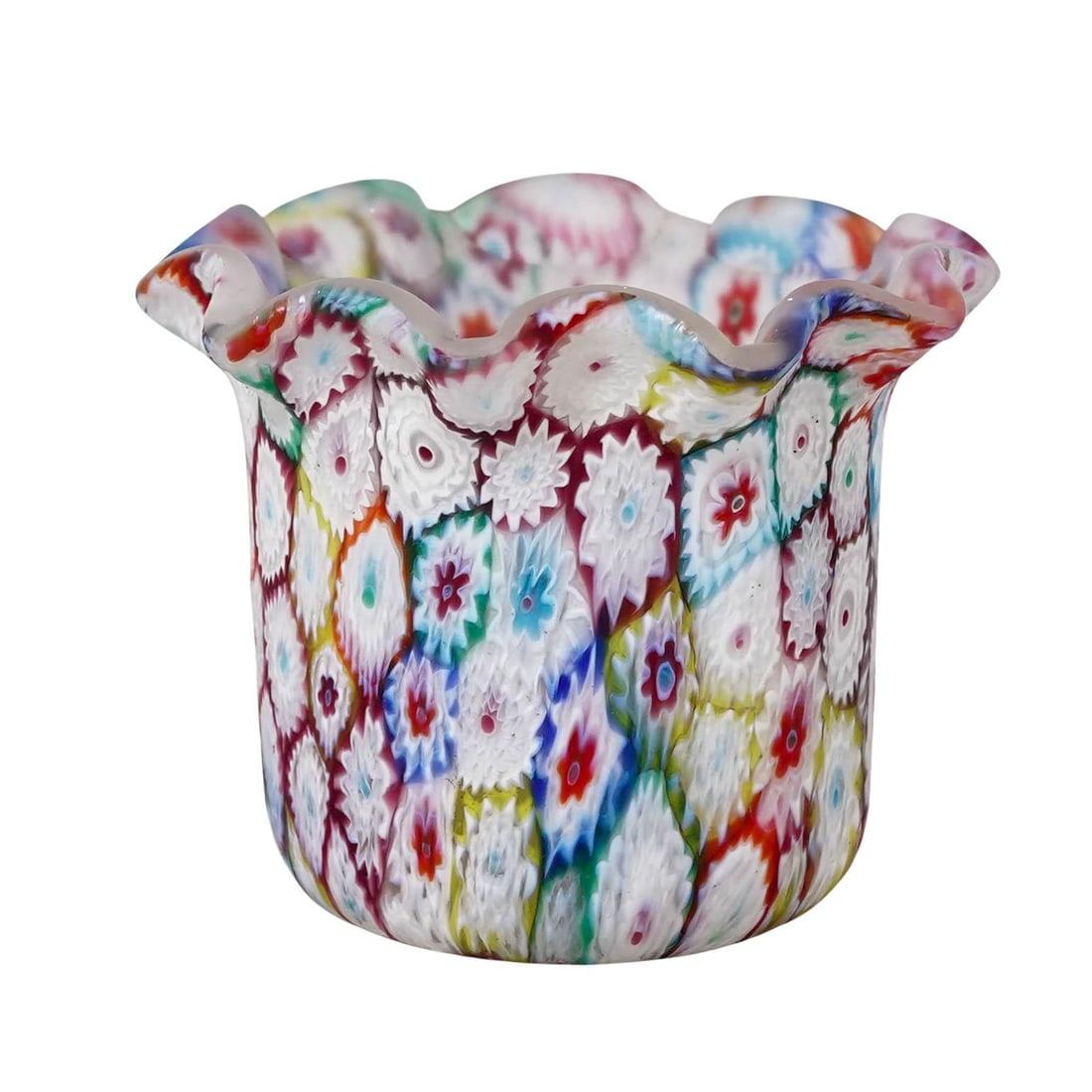 Vintage Murano Millefiori Satin Glass Vase (1 of 3)