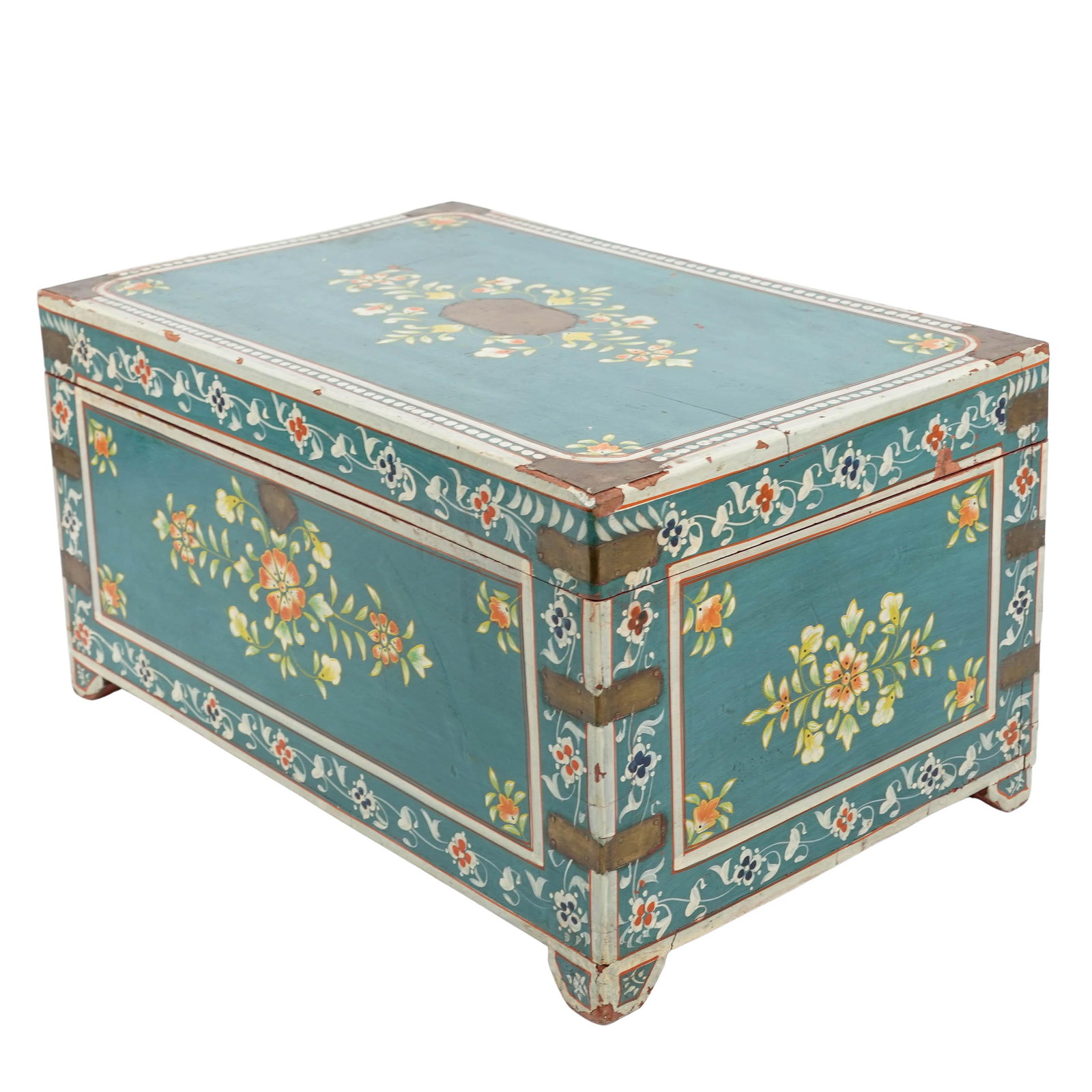 Vintage Rajasthani Hand Painted Wooden Storage Chest (1 of 8)