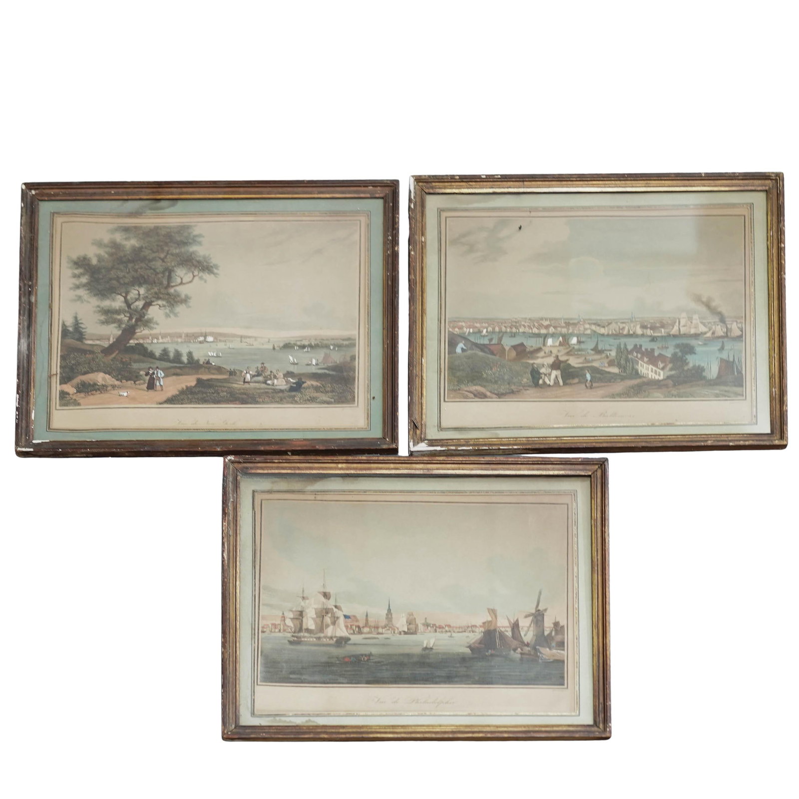 (3pc) Ambroise Louis Garneray (French, 1783–1857) Hand Colored Aquatint Engravings (1 of 8)