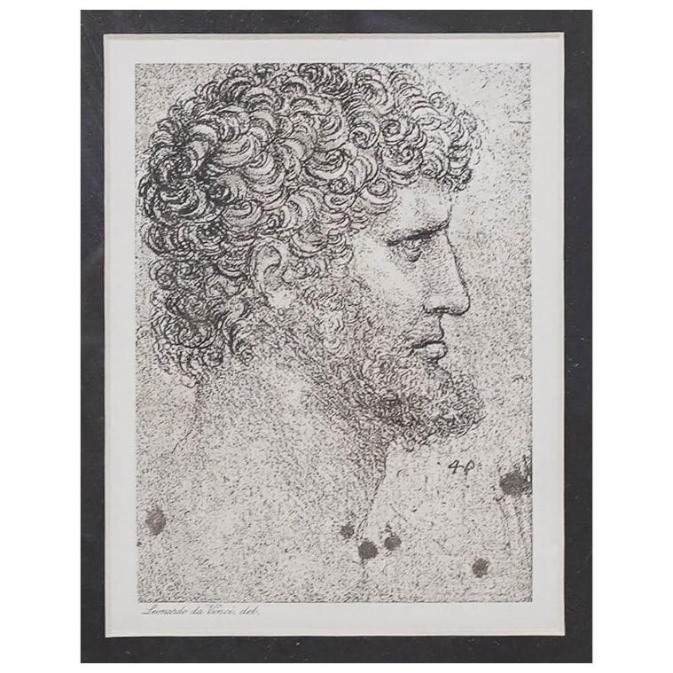 Leonardo Da Vinci "Head Of An Apostle" 19th C. Heliogravure (1 of 5)