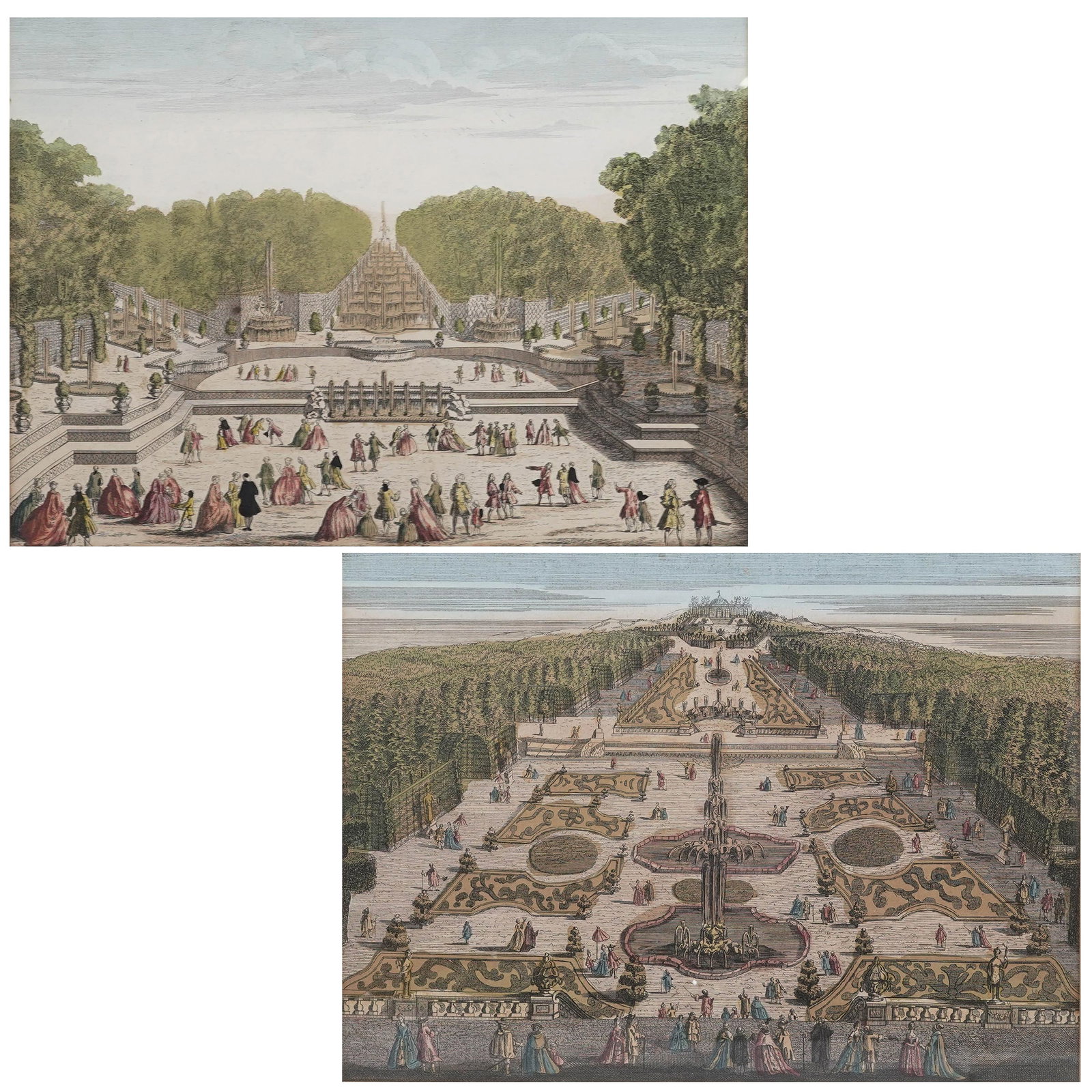 (2 Pc) 18th Cent. French Hand-Colored Etchings (1 of 7)