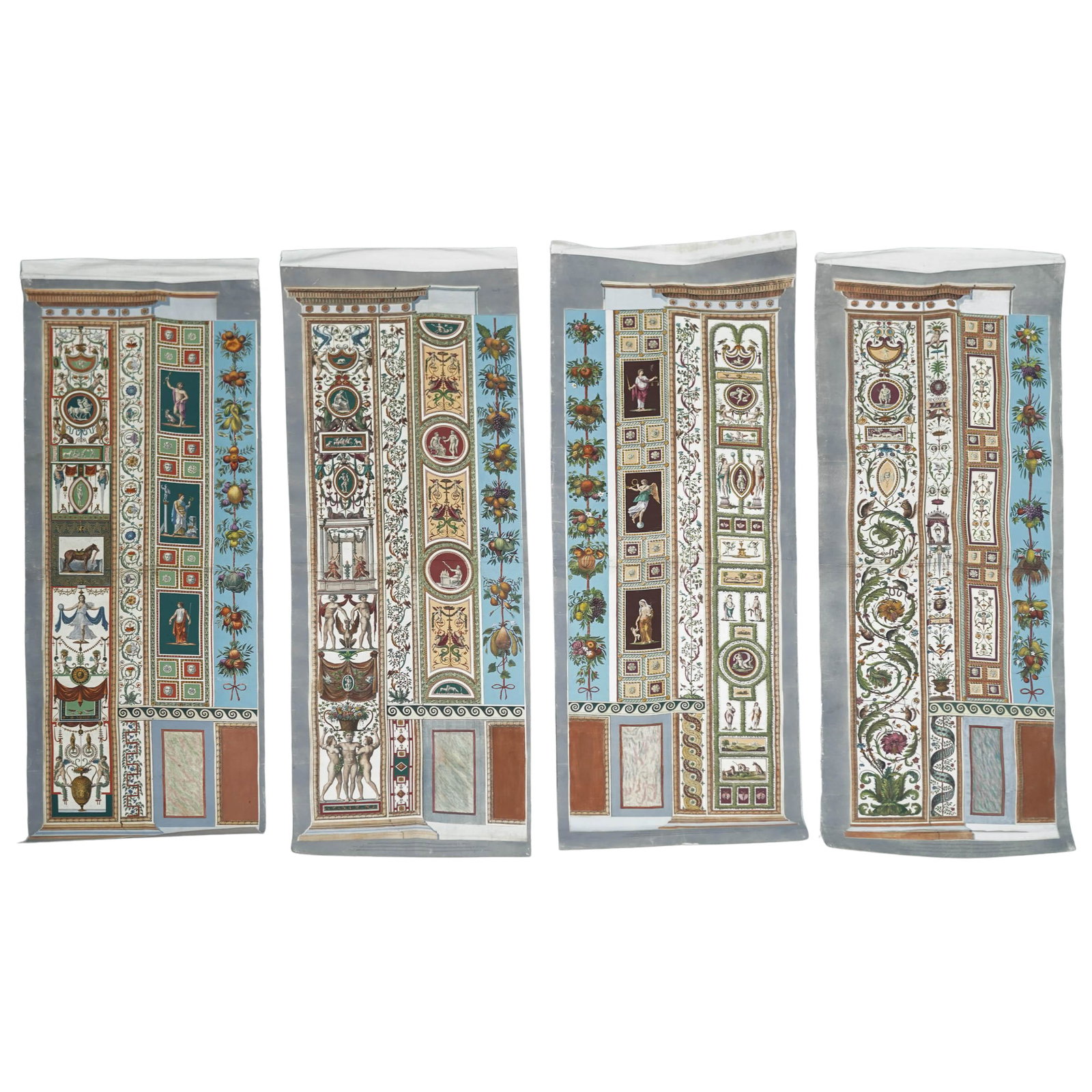 (4pc) Italian Hand Colored Wallpaper Panels (1 of 4)