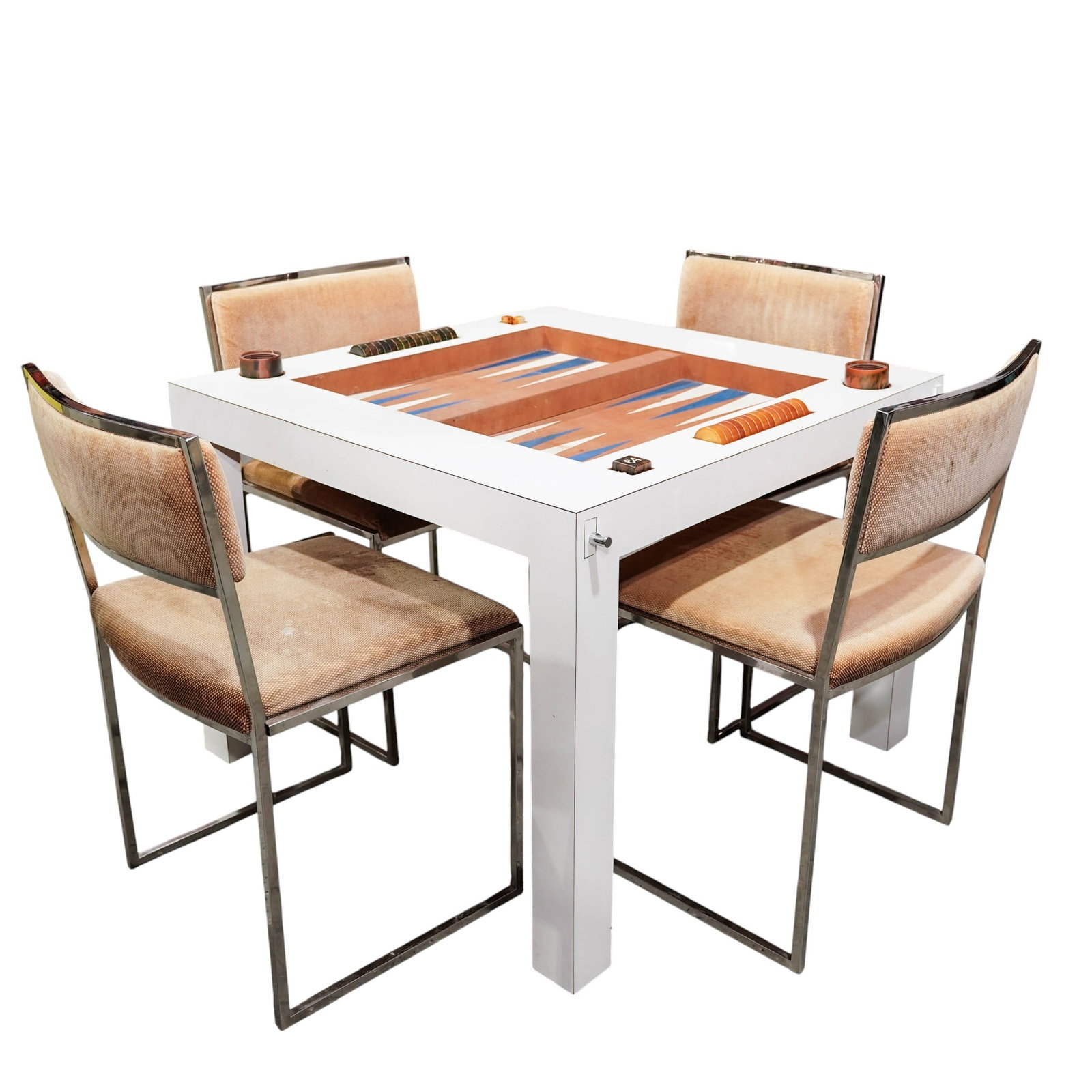 (5 Pc) Retro Backgammon Table & Chairs (1 of 10)