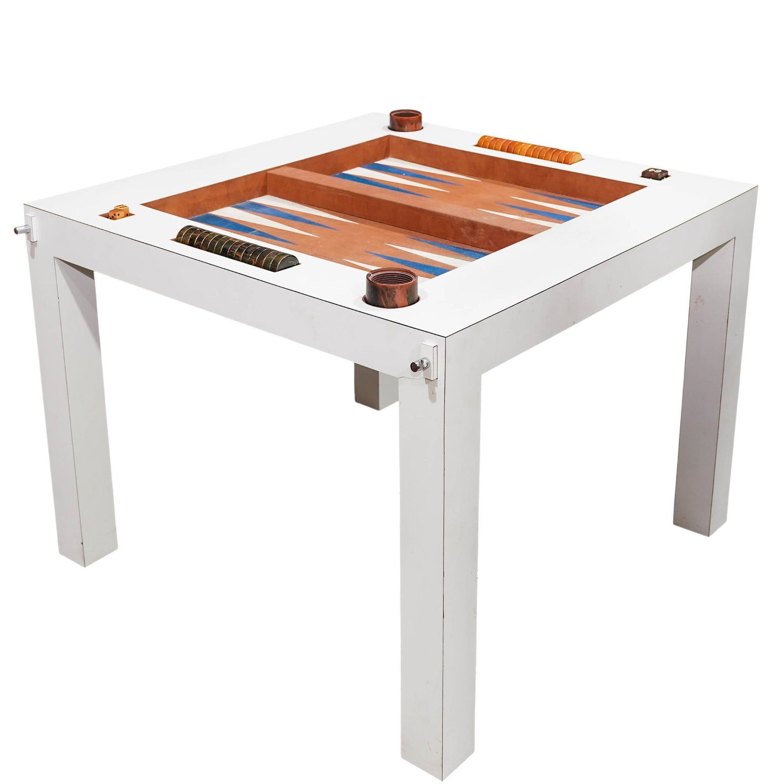 (5 Pc) Retro Backgammon Table & Chairs - 2