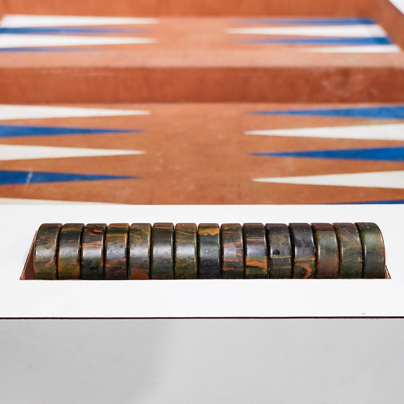 (5 Pc) Retro Backgammon Table & Chairs - 5