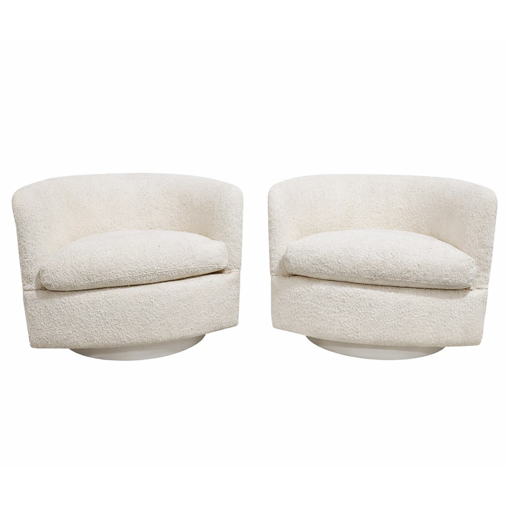 Pair of Thayer Coggin Bouclé Swivel Lounge Chairs (1 of 8)