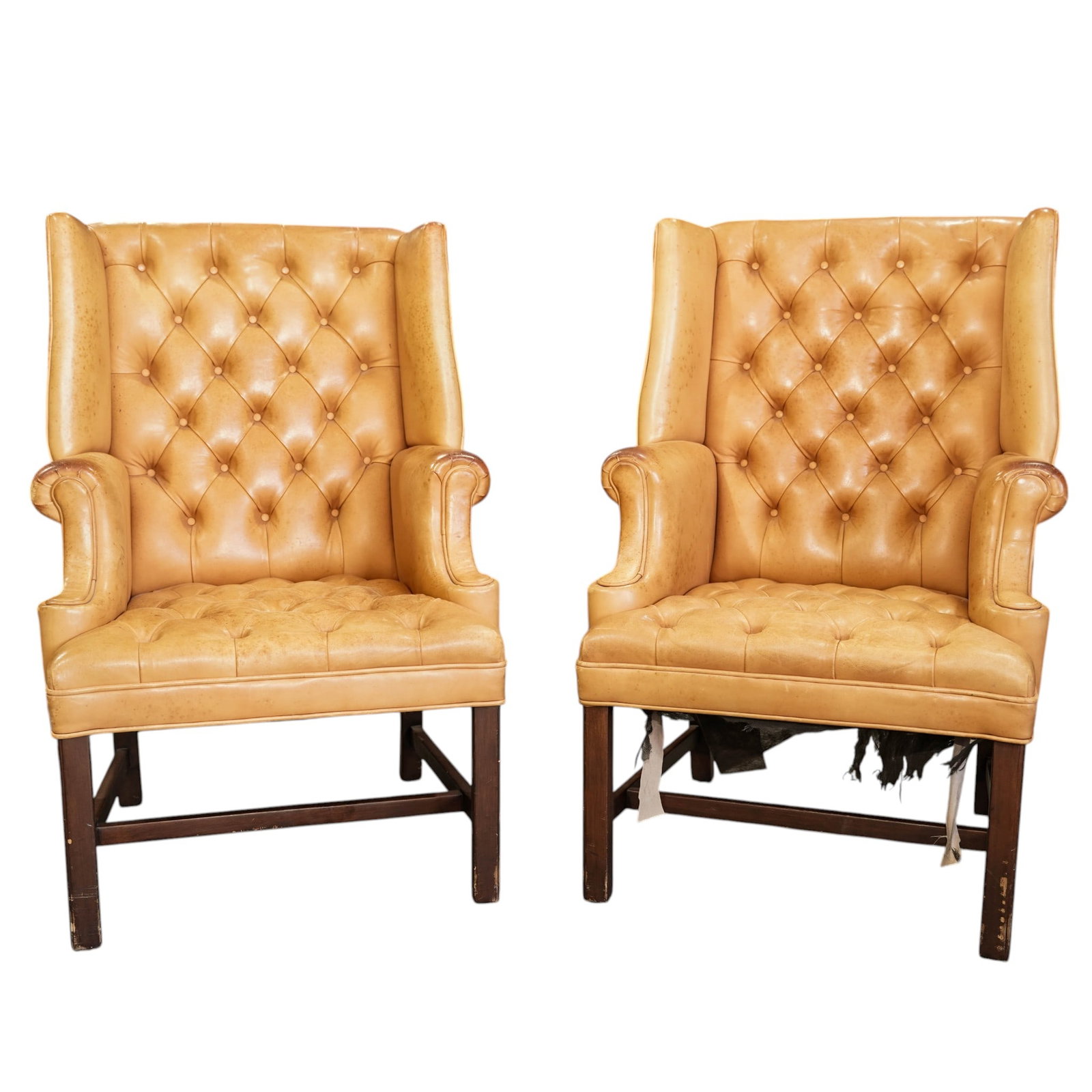 Pair Of Tufted Leather Wingback Chairs (1 of 8)