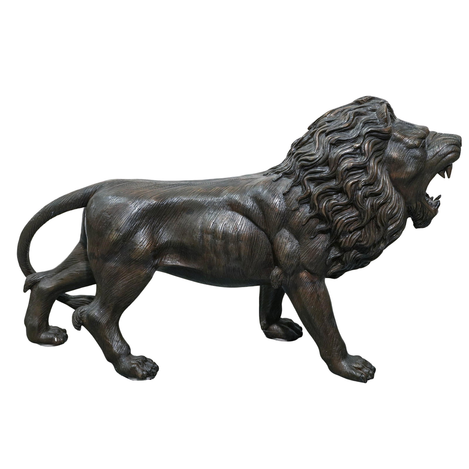 Cast Bronze Prowling Lion Sculpture (1 of 3)