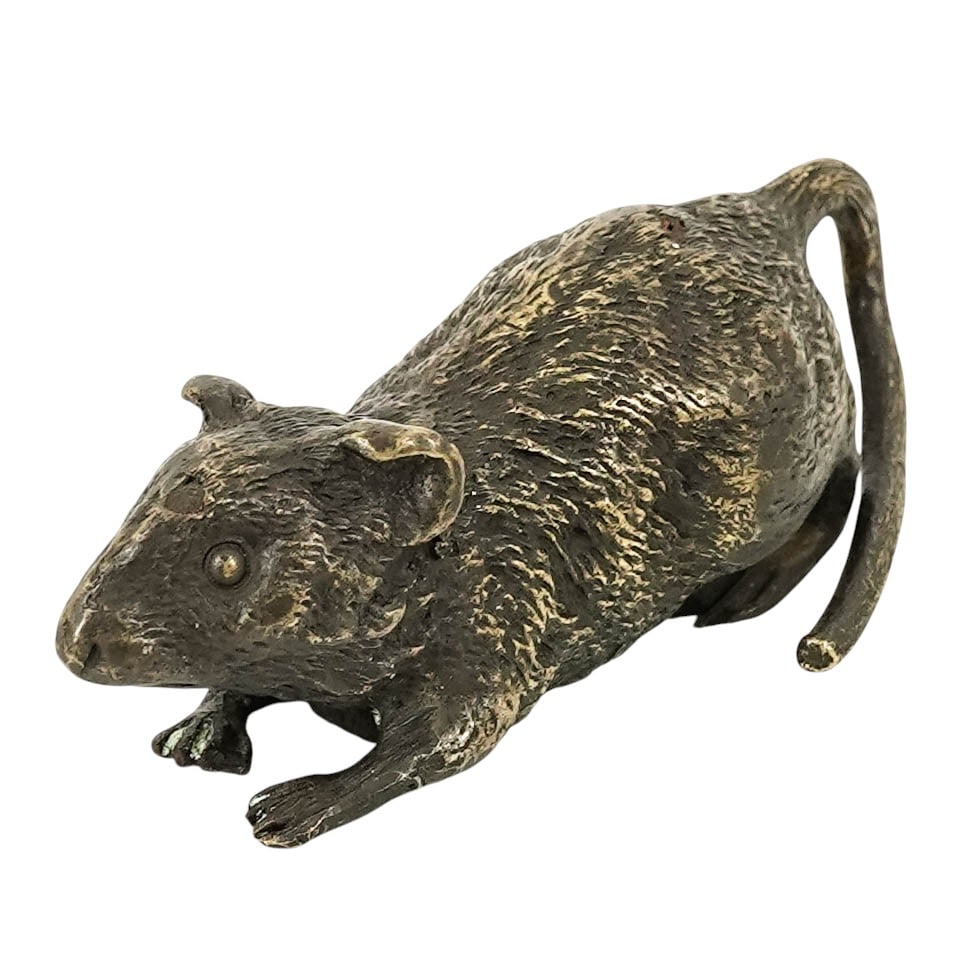 Antique Austrian Cold-Painted Bronze Rat Figurine (1 of 4)