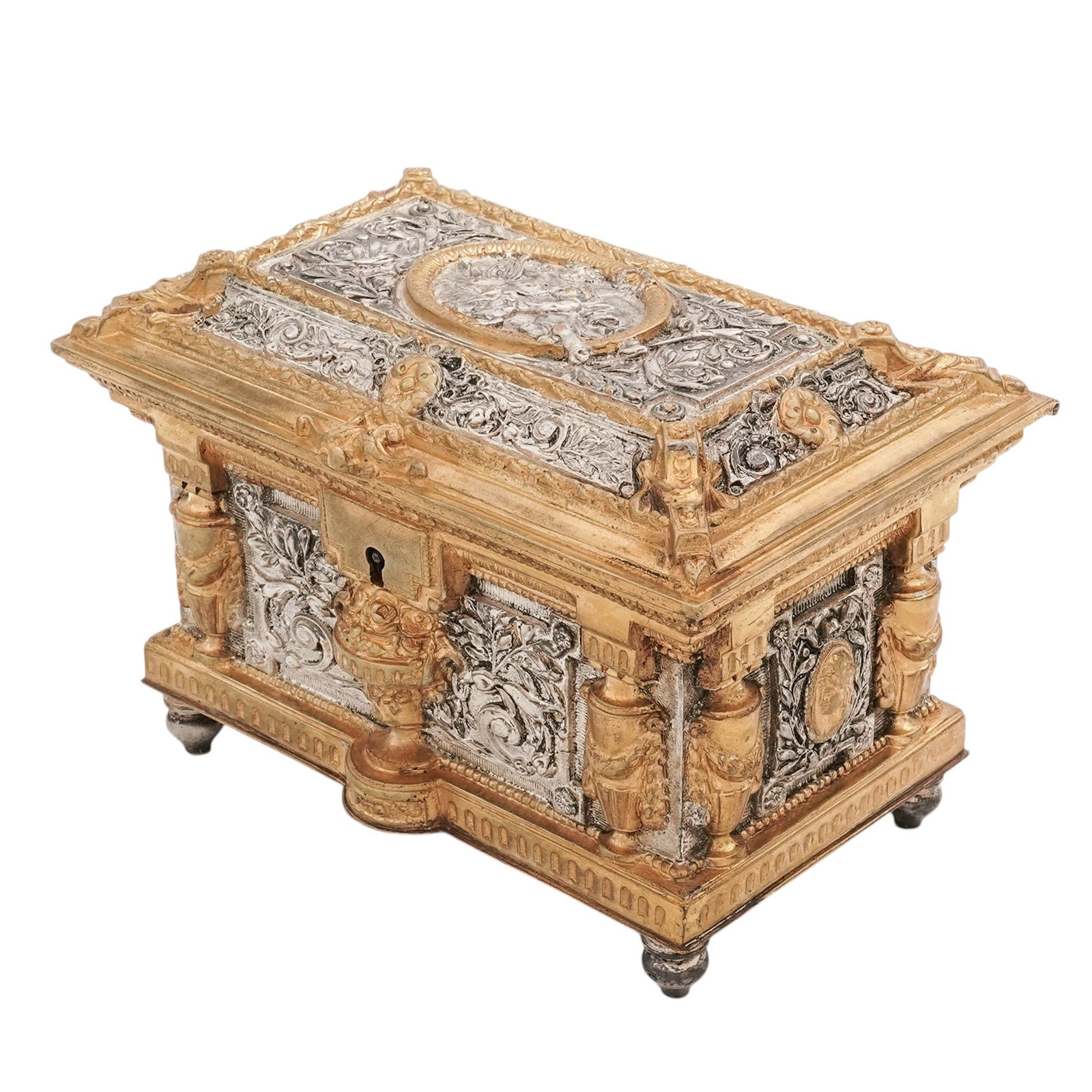 Antique French Parcel Gilt Bronze Jewelry Casket (1 of 10)