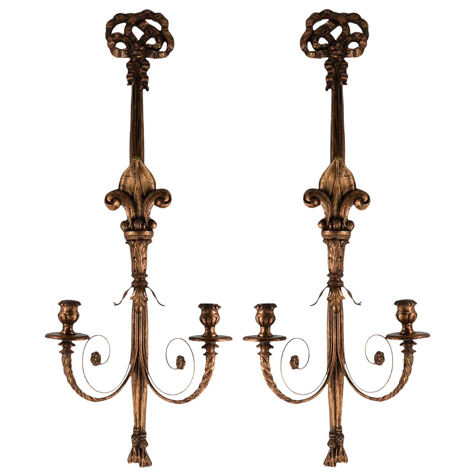 Pair Of Gilt Metal Baroque Style Two-Arm Candelabras (1 of 20)