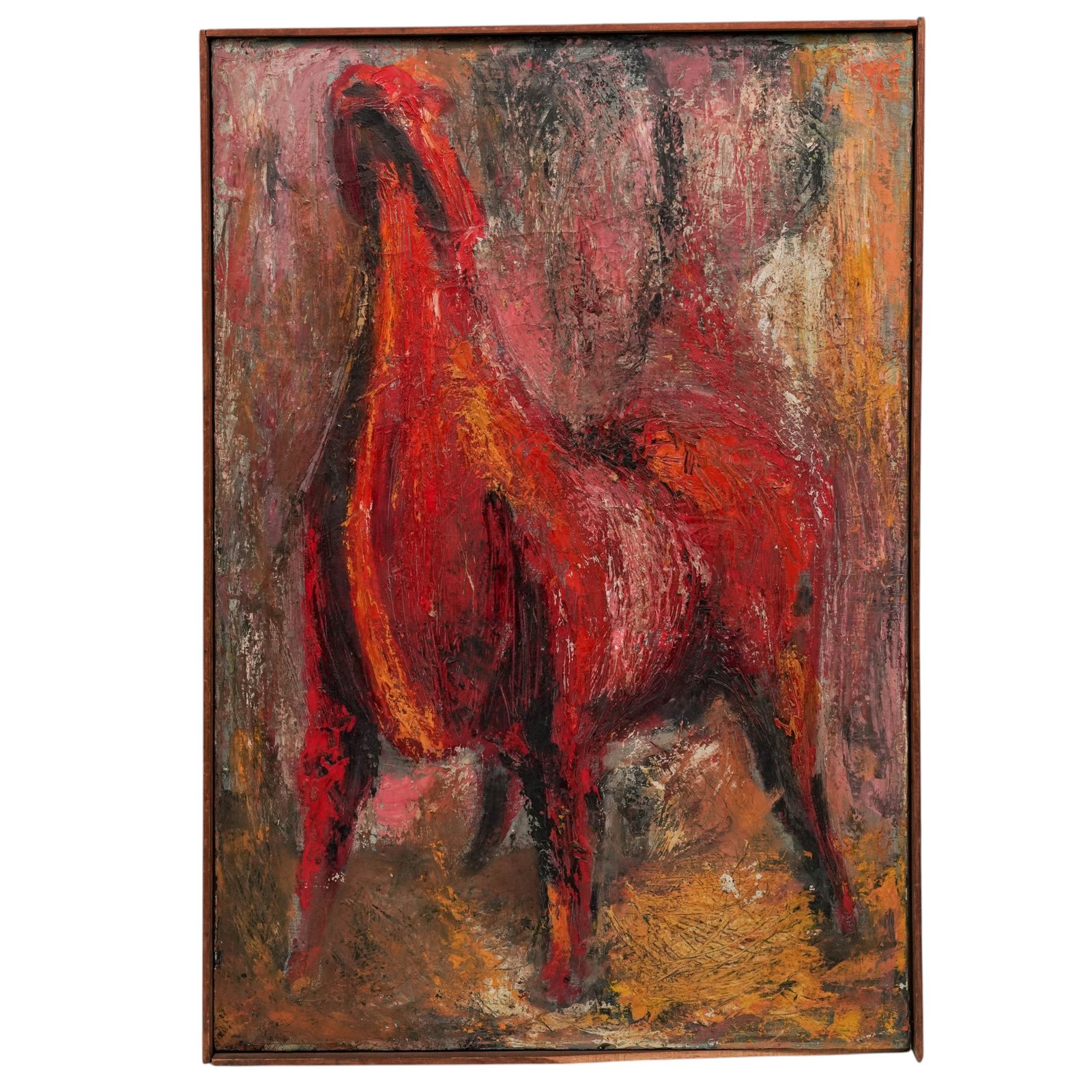 Marino Marini (Italian, 1901-1980) "Cavallo" Oil on Canvas: Marino Marini (Italian, 1901-1980) "Cavallo" Oil on Canvas 1947, Italian An oil on canvas painting depicting an abstract horse titled "Cavallo" by Marino Marini (Italian, b. 1901 d. 1980). This