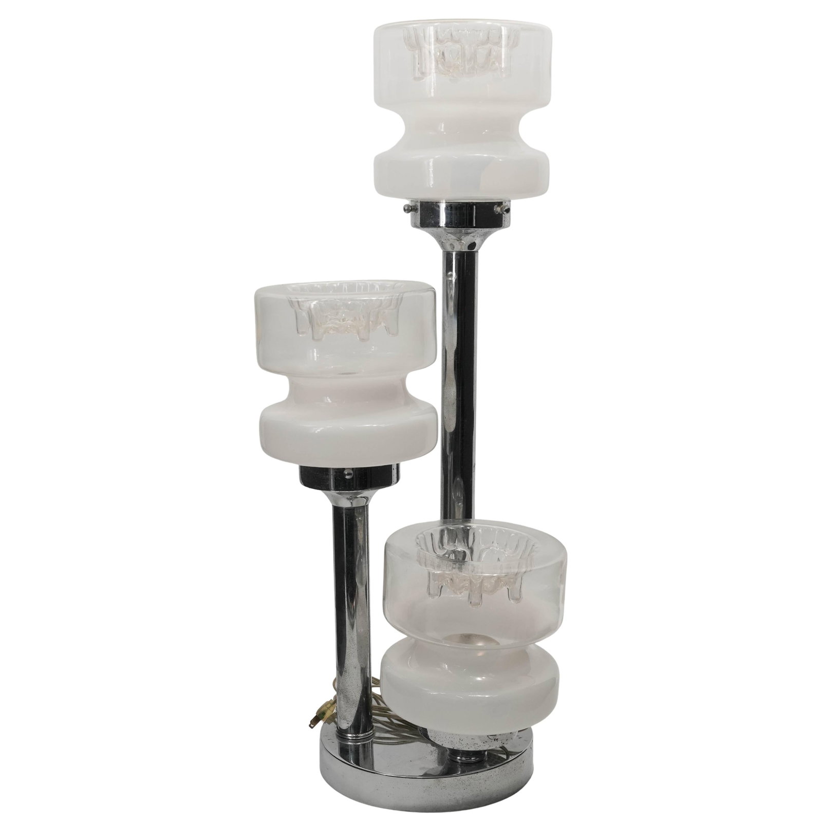 Mazzega Murano Glass Lamp: Mazzega Murano Glass Lamp Mid-20th Century, Italy. A sophisticated Italian modern table lamp by Mazzega, showcasing the bold yet refined aesthetic of 1970s Murano glass design. Each lamp features a