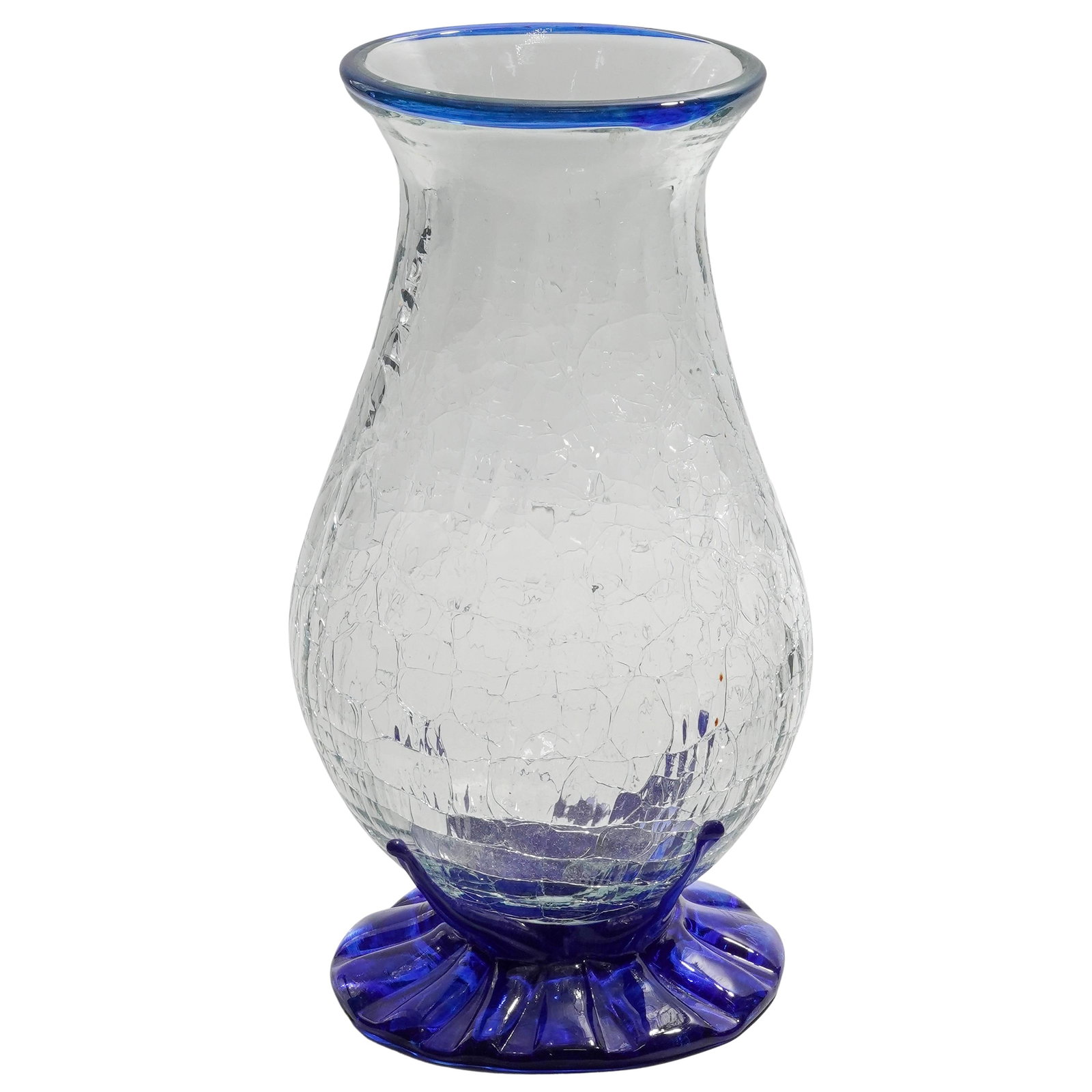 Colin Heaney Cobalt Blue & Clear Crackle Crystal Vase (1 of 9)