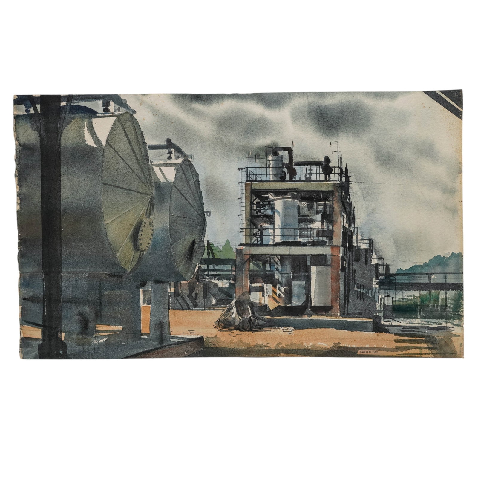 Attrib. Charles Sheeler Industrial Watercolor Painting On Paper (1 of 6)