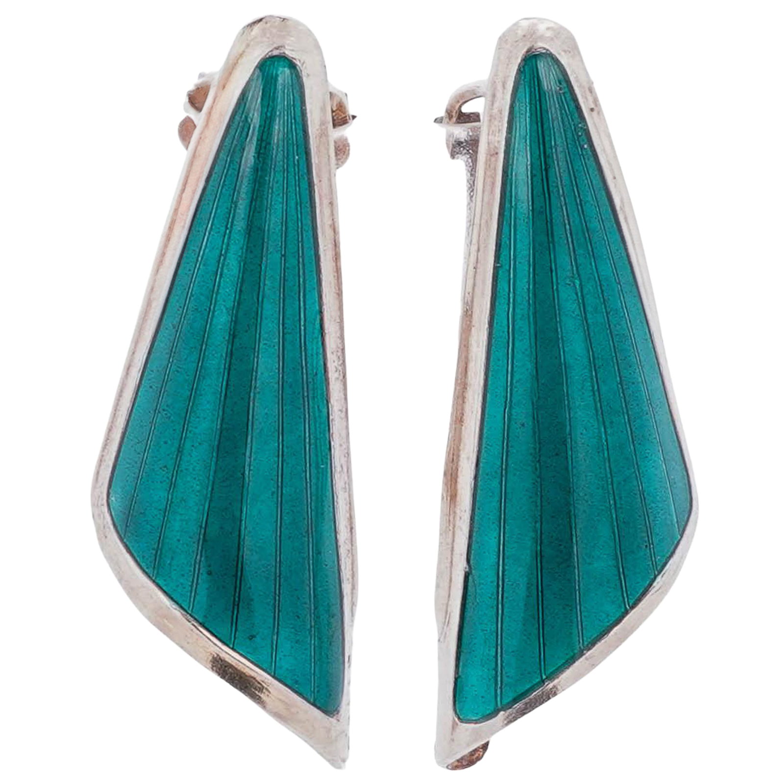 BALLE Sterling Silver & Green Enamel Clip-On Earrings (1 of 3)