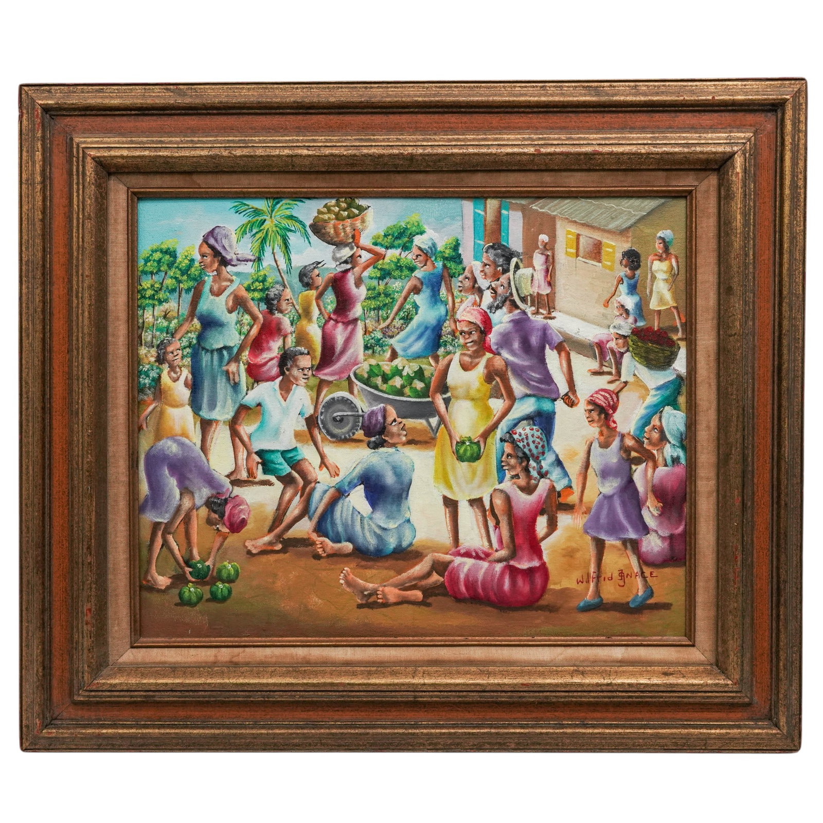 Wilfrid Ignace (Haitian b, 1941) Naïve Oil On Canvas Painting (1 of 6)
