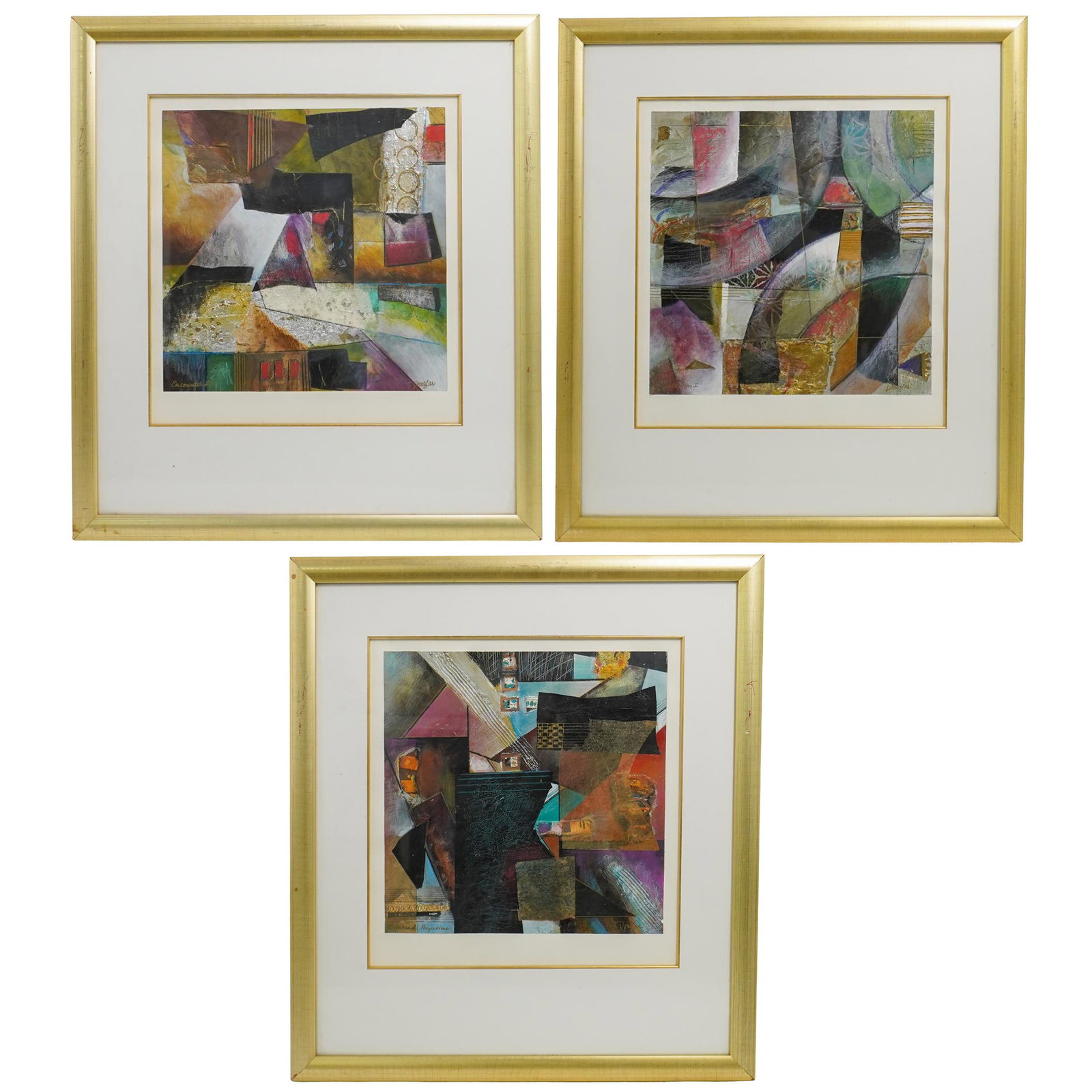 (3 Pc) John Douglas (20th Cent. American) Mixed Media Paintings: (3 Pc) John Douglas (20th Cent. American) Mixed Media Paintings20th Century, American.(3 Pc) John Douglas (20th Cent. American) Mixed Media Paintings.Titles: "Overhead Projection"; "Inflection I", "En