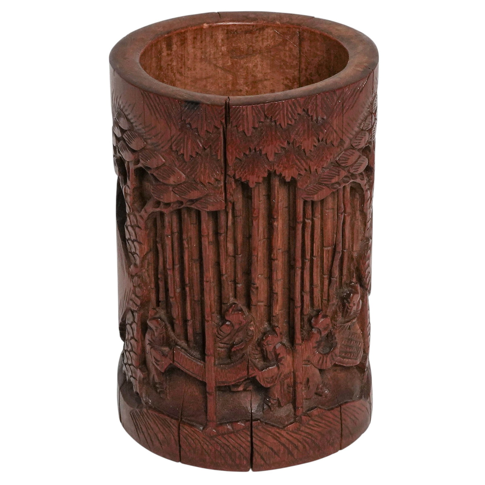 Chinese Carved Bamboo Wiseman Brush Pot (1 of 6)
