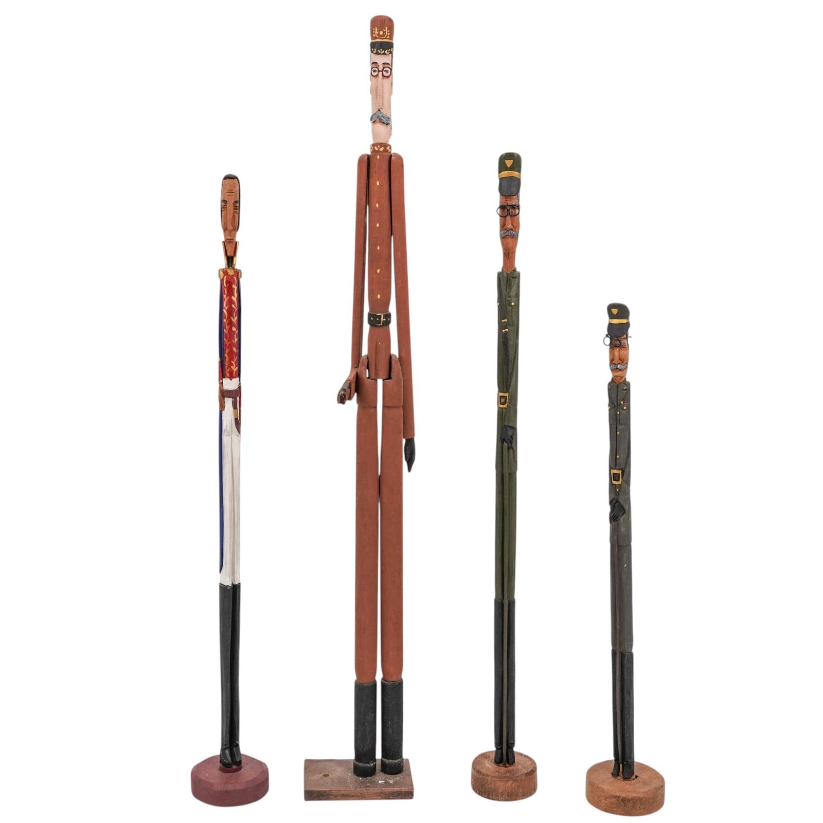 (4 Pc) Signed Folk Art Carved Wood Soldier Figures (1 of 10)