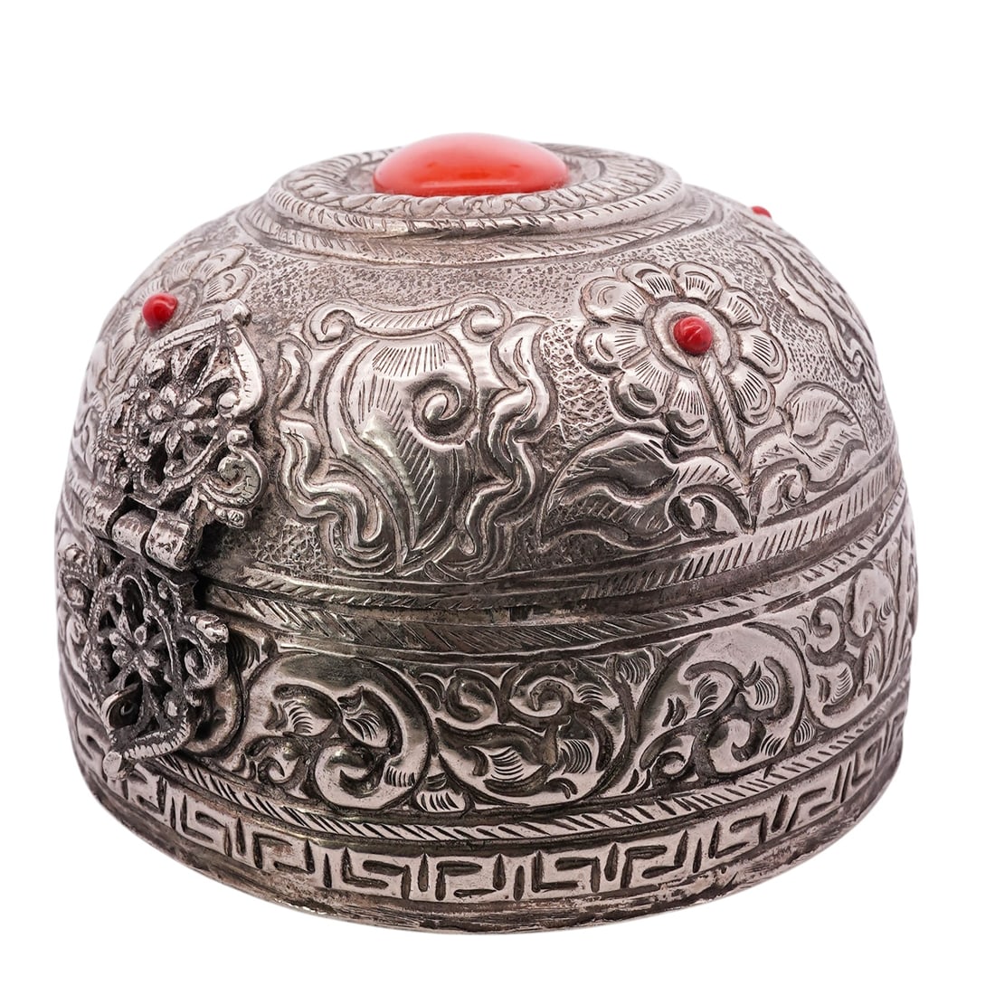 Antique Large Tibetan Silver Plated Box (1 of 7)