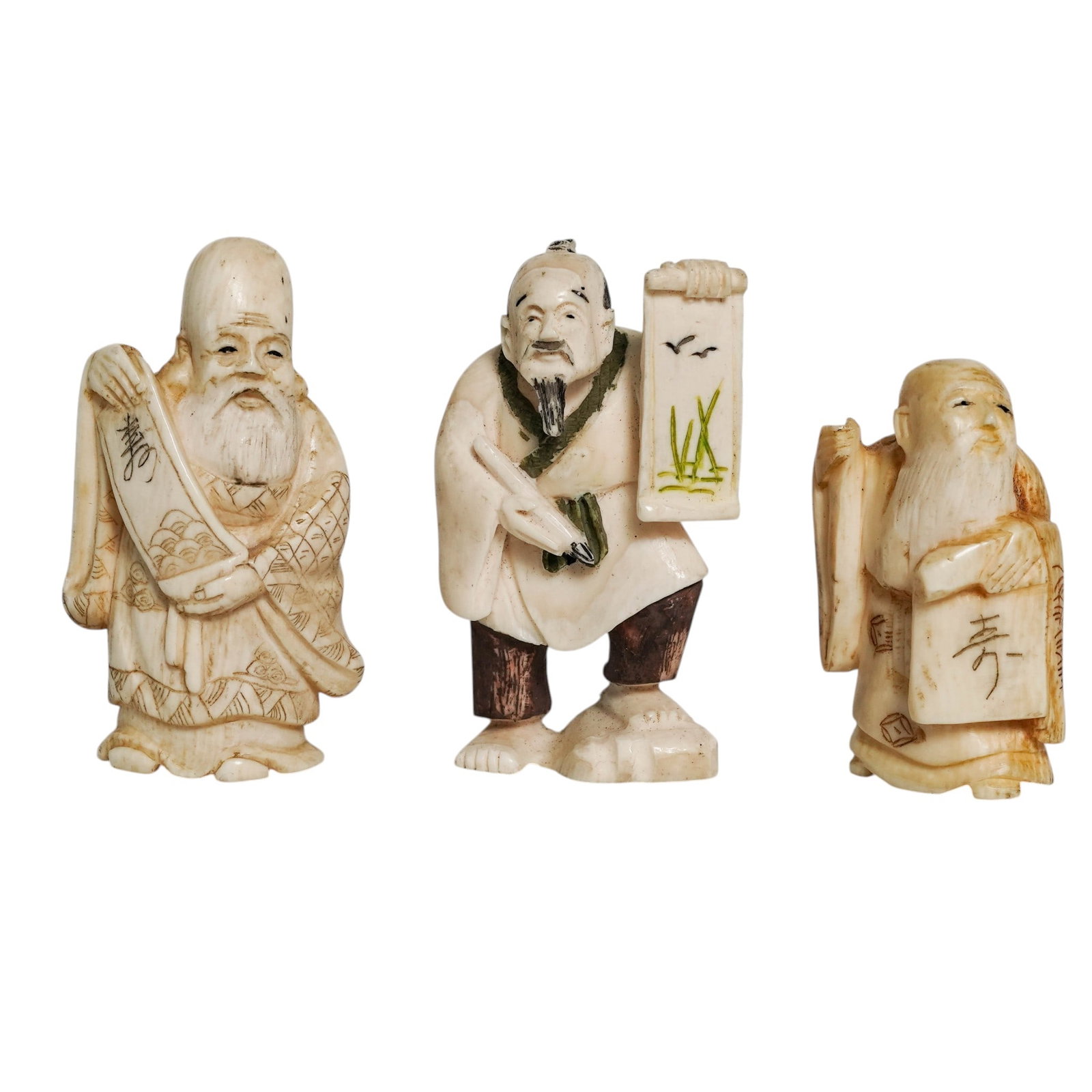 (3pc) Japanese Carved Bone Netsukes (1 of 10)