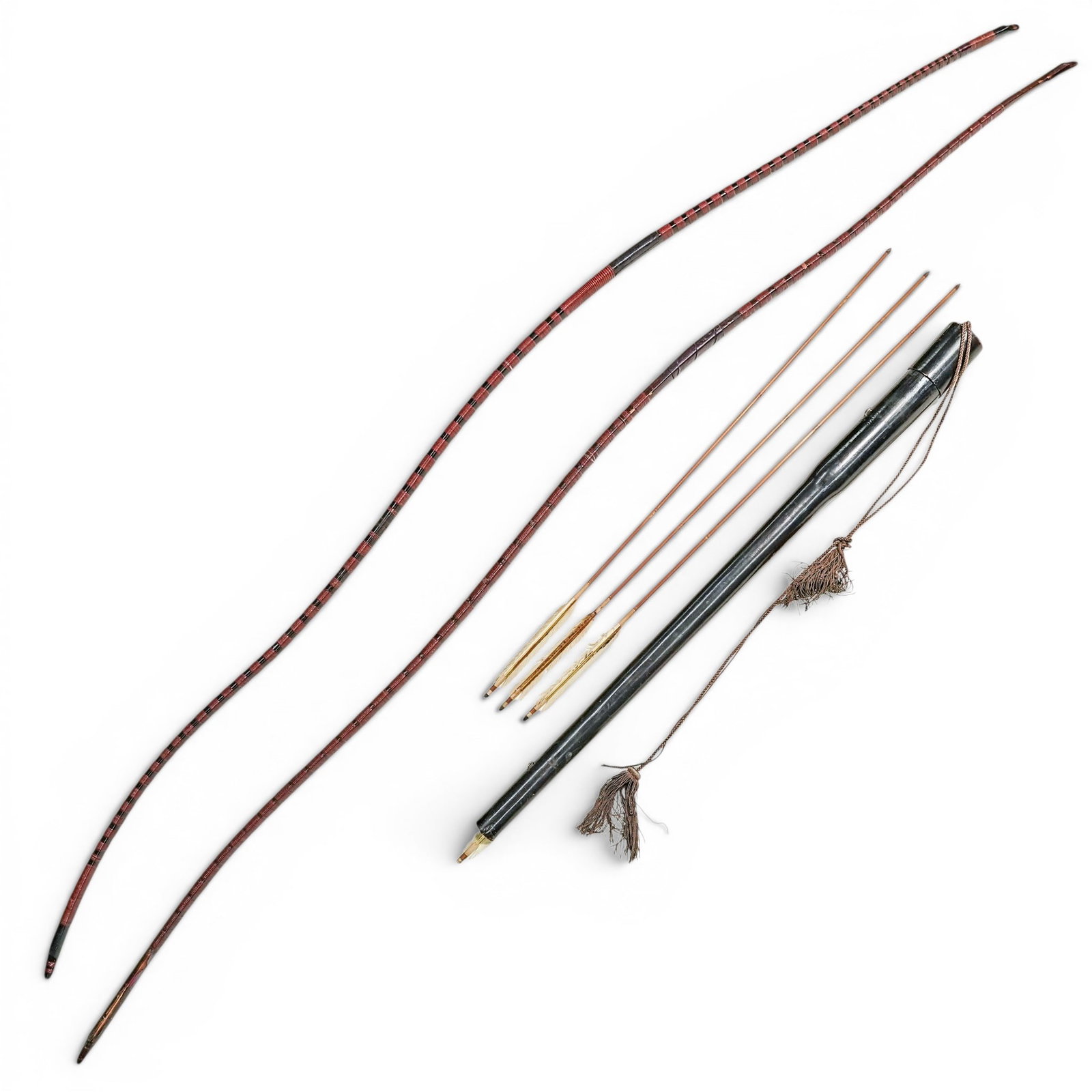 (3 pc) Edo Period Japanese Long Bows & Arrows (1 of 6)
