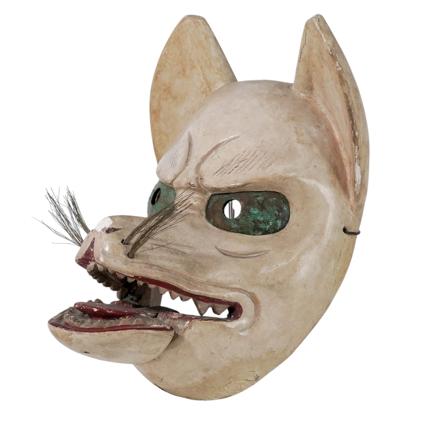 Antique Japanese Carved Kitsune Mask with Articulated Jaw (1 of 7)