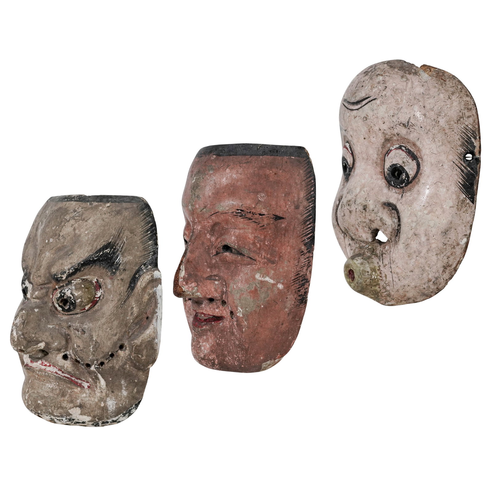 (3 pc) Antique Japanese Beshimi & Noh Theater Masks (1 of 11)