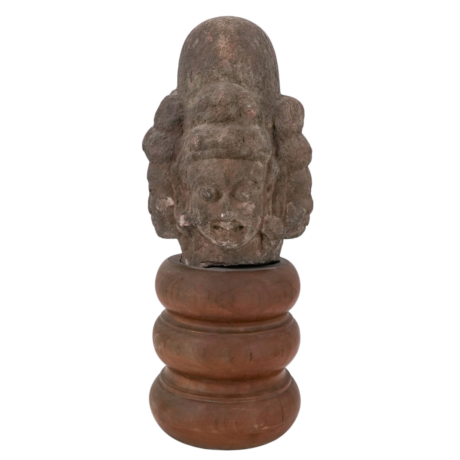 Ancient Indian Lingham Deity Four-Headed Stone Statue (1 of 5)