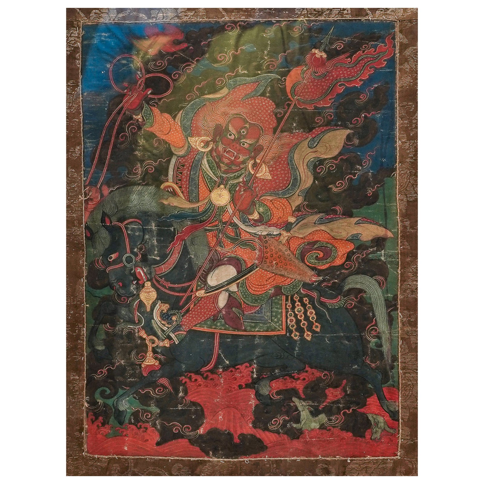 19th Cent. Tibetan Thangka "Red Yama" on Cloth (1 of 5)