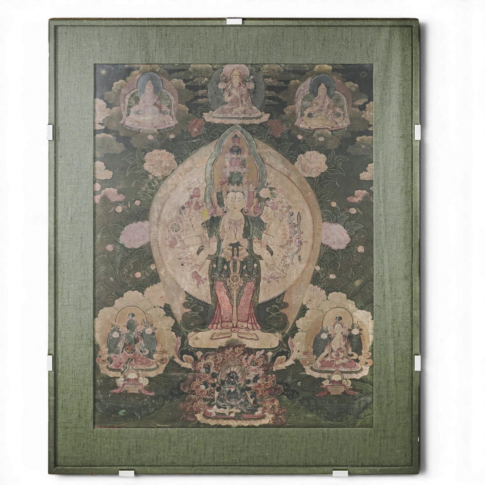 Antique Tibetan 'Eleven- Headed Avalokiteshvara' Thangka (1 of 4)