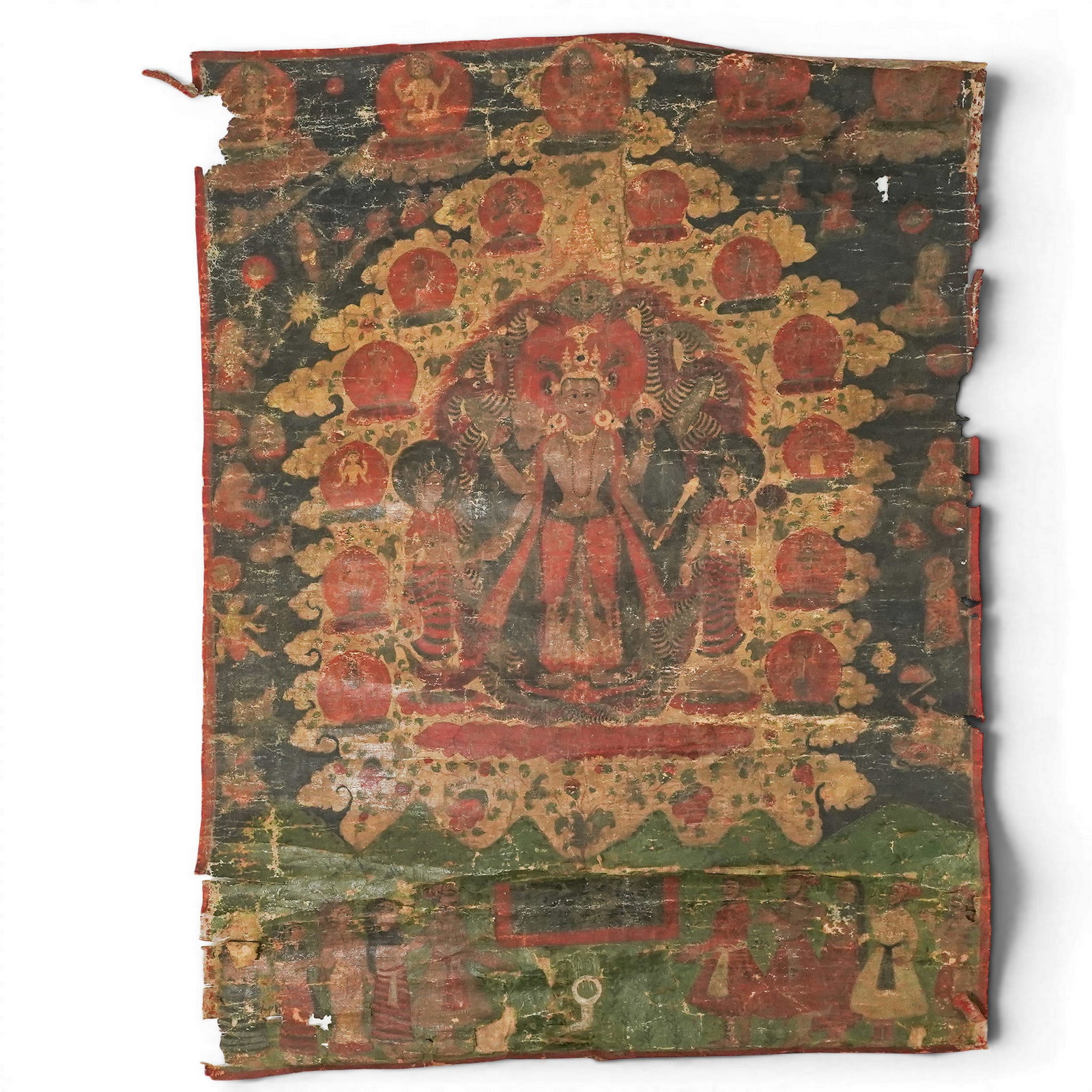 Antique Tibetan Thangka of a Diety Painting on Cloth (1 of 4)