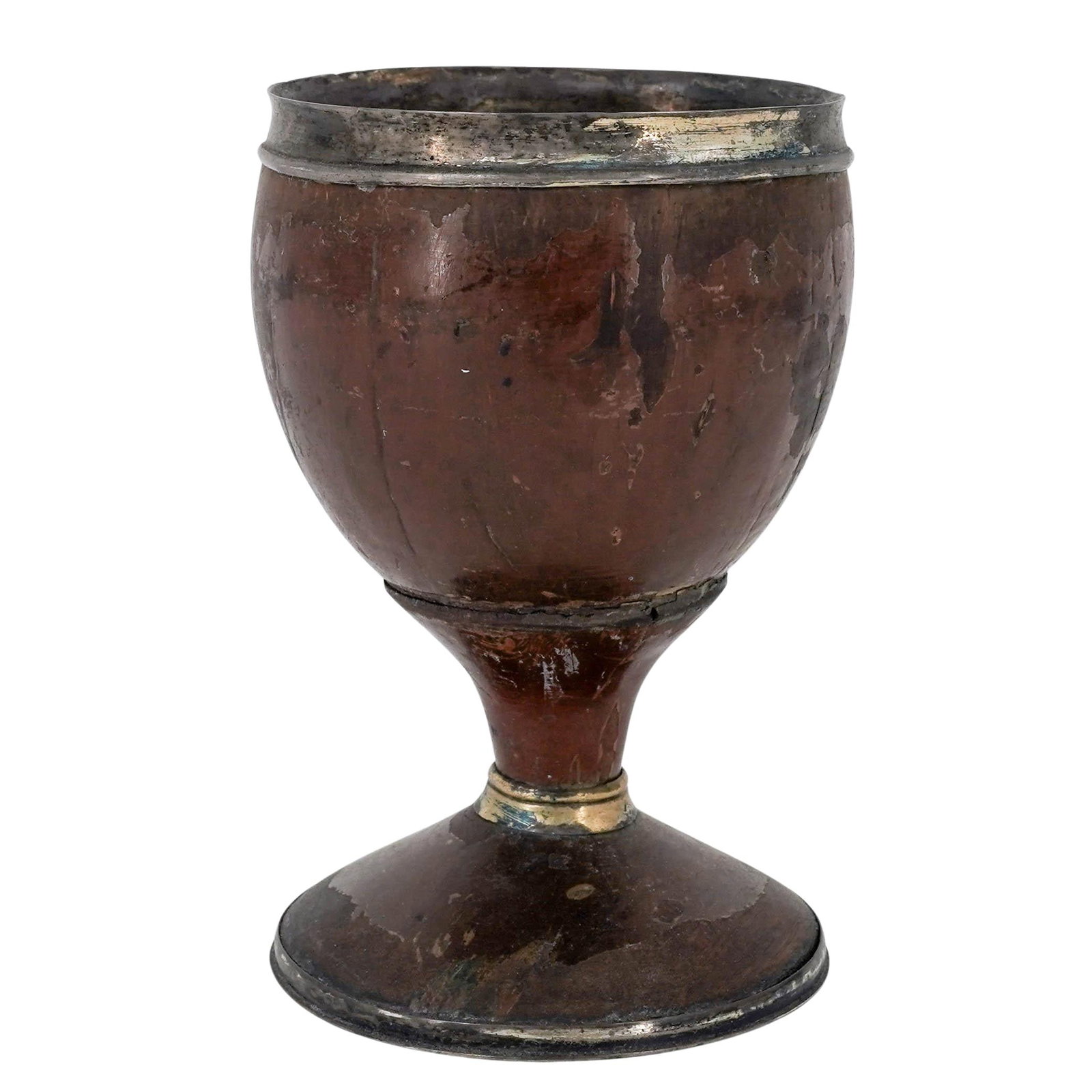 Antique Daniel Hockley English Silver-Mounted & Wood Goblet (1 of 6)