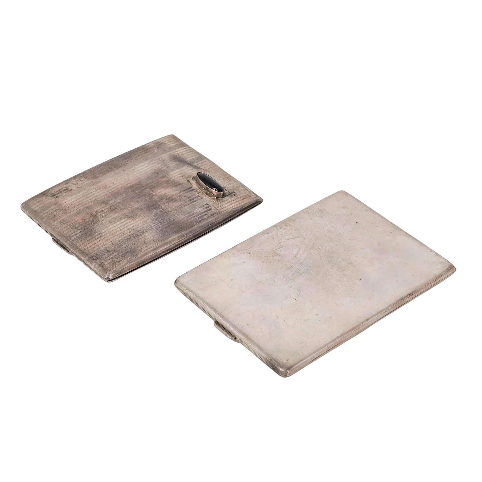 (2 pc) Antique Sterling Silver Cigarette Cases (1 of 8)