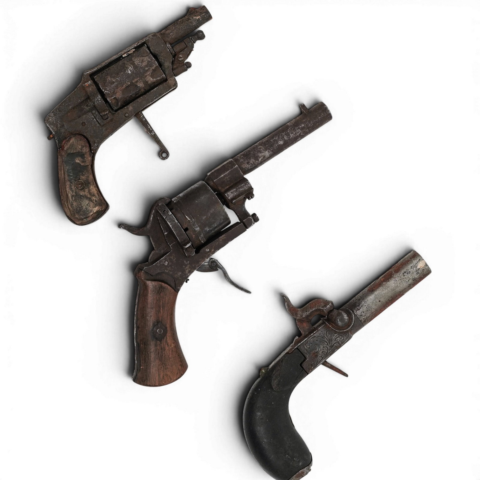(3 pc) Antique Pocket-Size Firearms Revolvers "ELG" Marks (1 of 6)