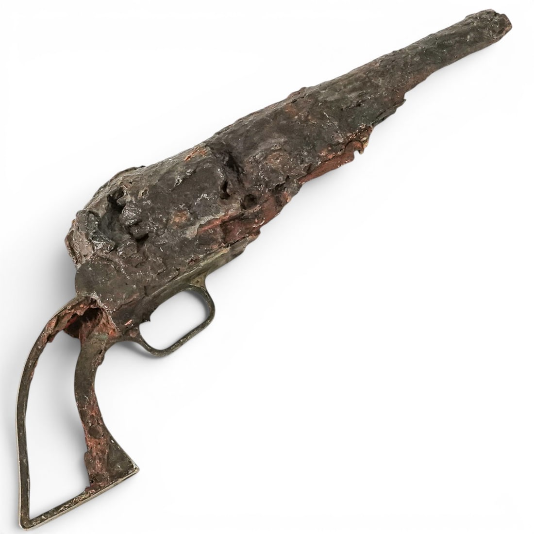 Salvaged 19th Cent. Colt Revolver: Salvaged 19th Cent. Colt Revolver 19th century This artifact is a heavily corroded relic of a 19th-century salvaged Colt revolver, displaying severe iron oxide encrustation and sediment buildup
