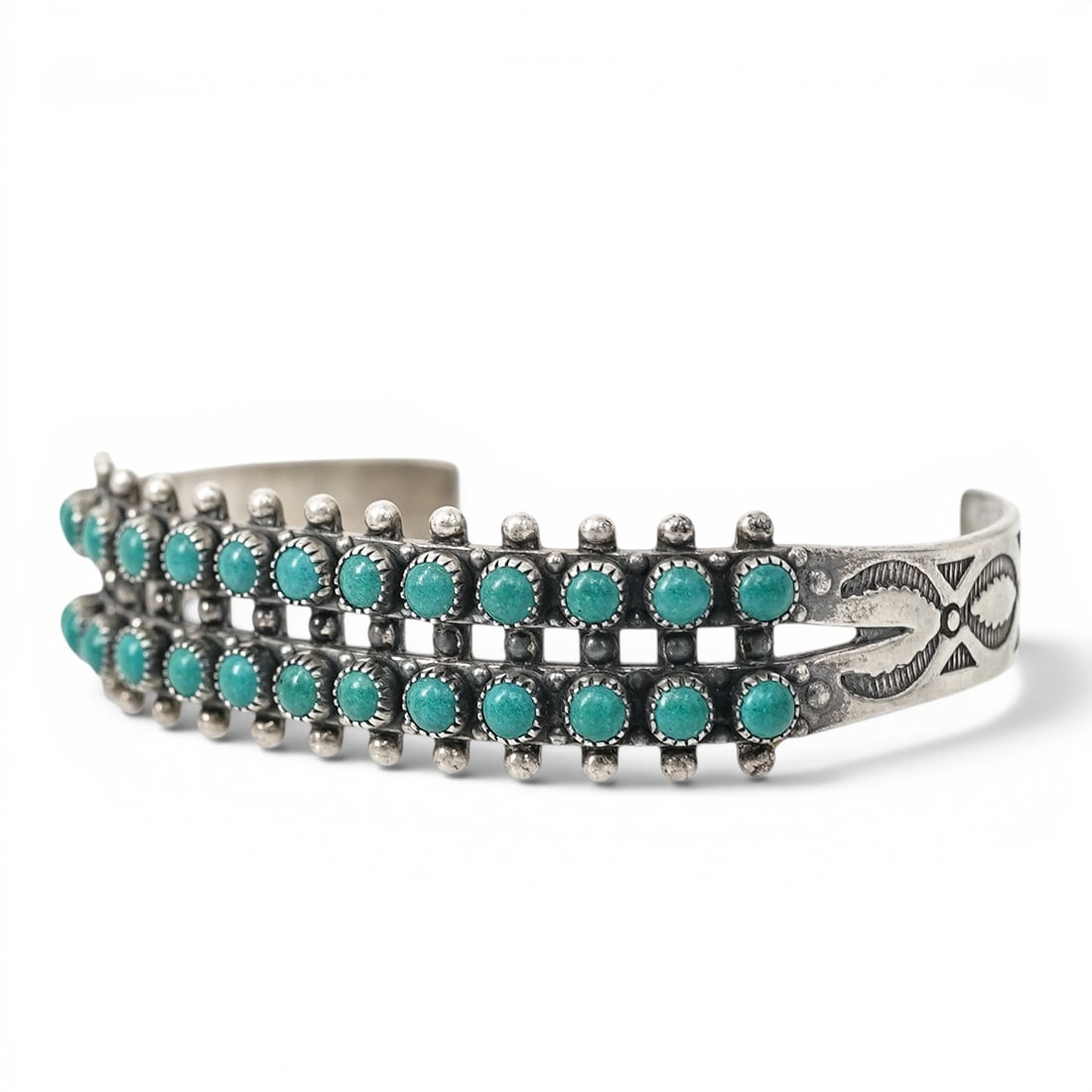 Vintage Zuni Sterling Silver & Turquoise Snake Eye Cuff Bracelet (1 of 5)