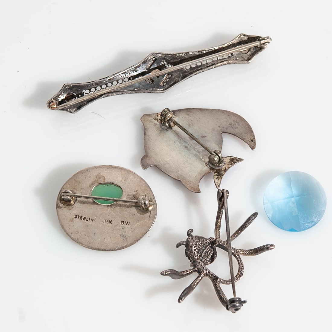 Sterling Silver Mixed Brooch Group - 7