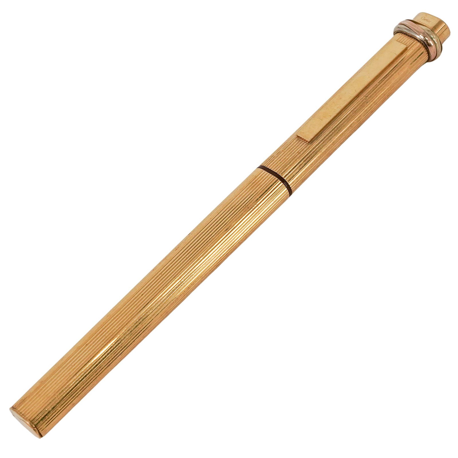 Cartier Vendome Gold-Plated Ballpoint Pen: Cartier Vendome Gold-Plated Ballpoint Pen Circa 1970. French This is a vintage Must de Cartier Vendôme ballpoint pen featuring a luxury vertical-ribbed Godron pattern. It features a heavy 18K yellow