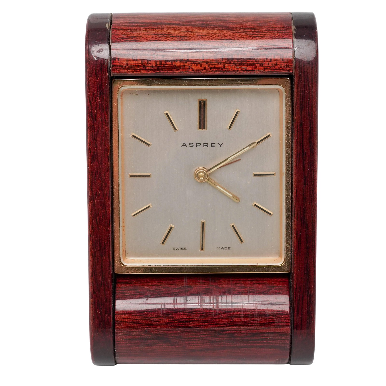 Vintage Asprey Quartz Travel Clock With Mahogany Case (1 of 7)