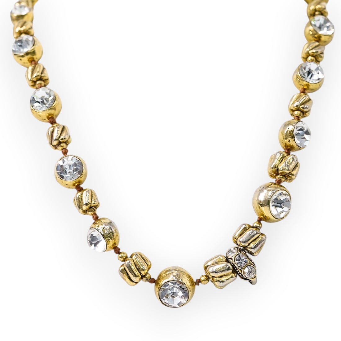Chanel “Headlight?? Gold-Tone Nugget & Crystal Necklace (1 of 7)