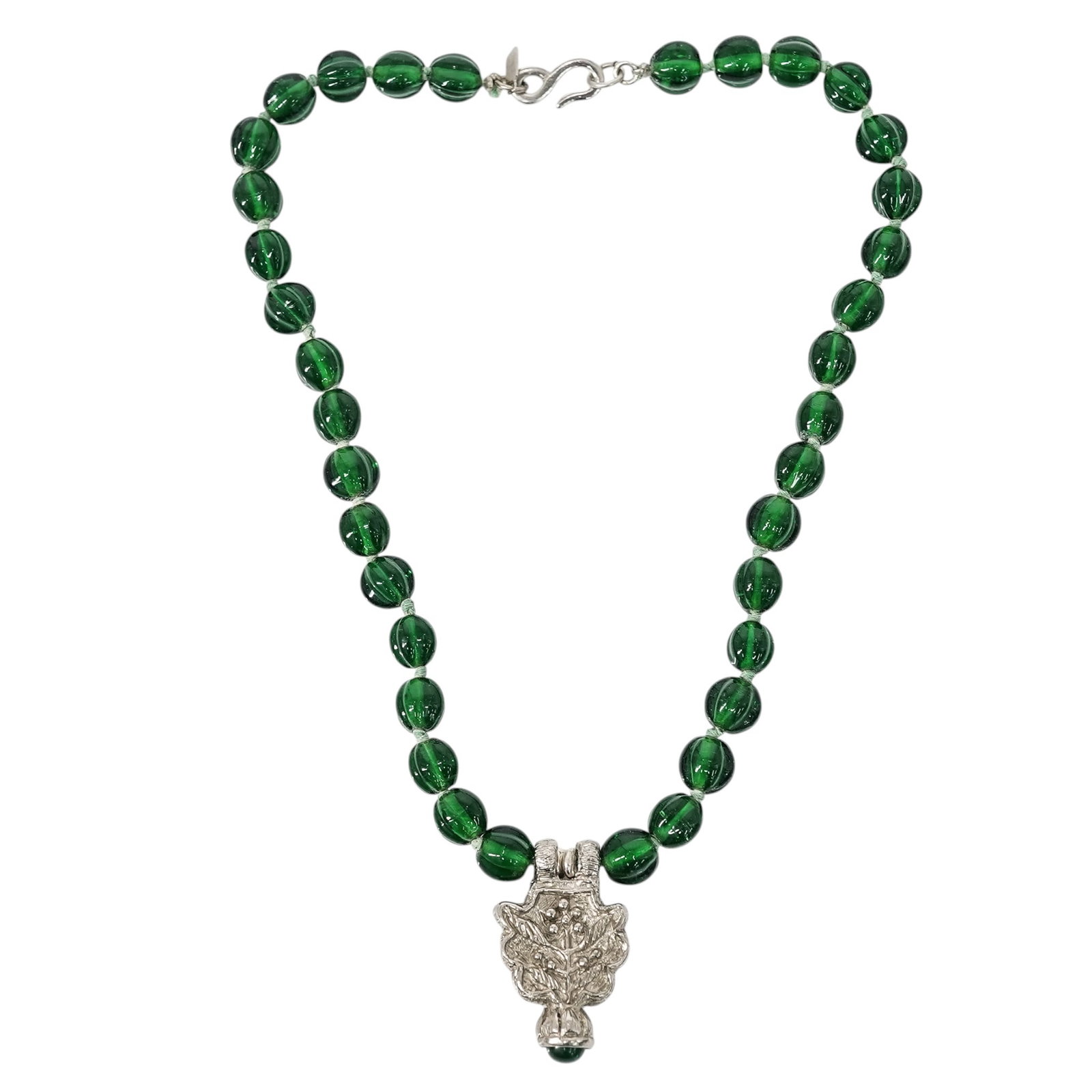 Vintage Kenneth Lane Emerald Green Watermelon Cut Glass Necklace (1 of 9)