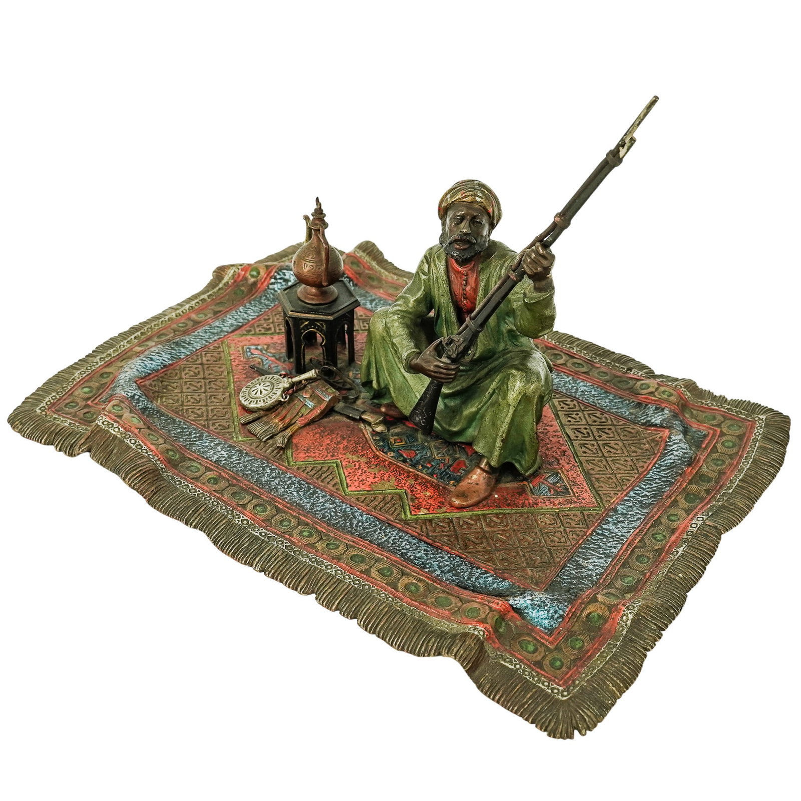 Franz Bergman (Austrian, 1861-1936) 'Man on Persian Rug,' Cold Painted Bronze (1 of 8)