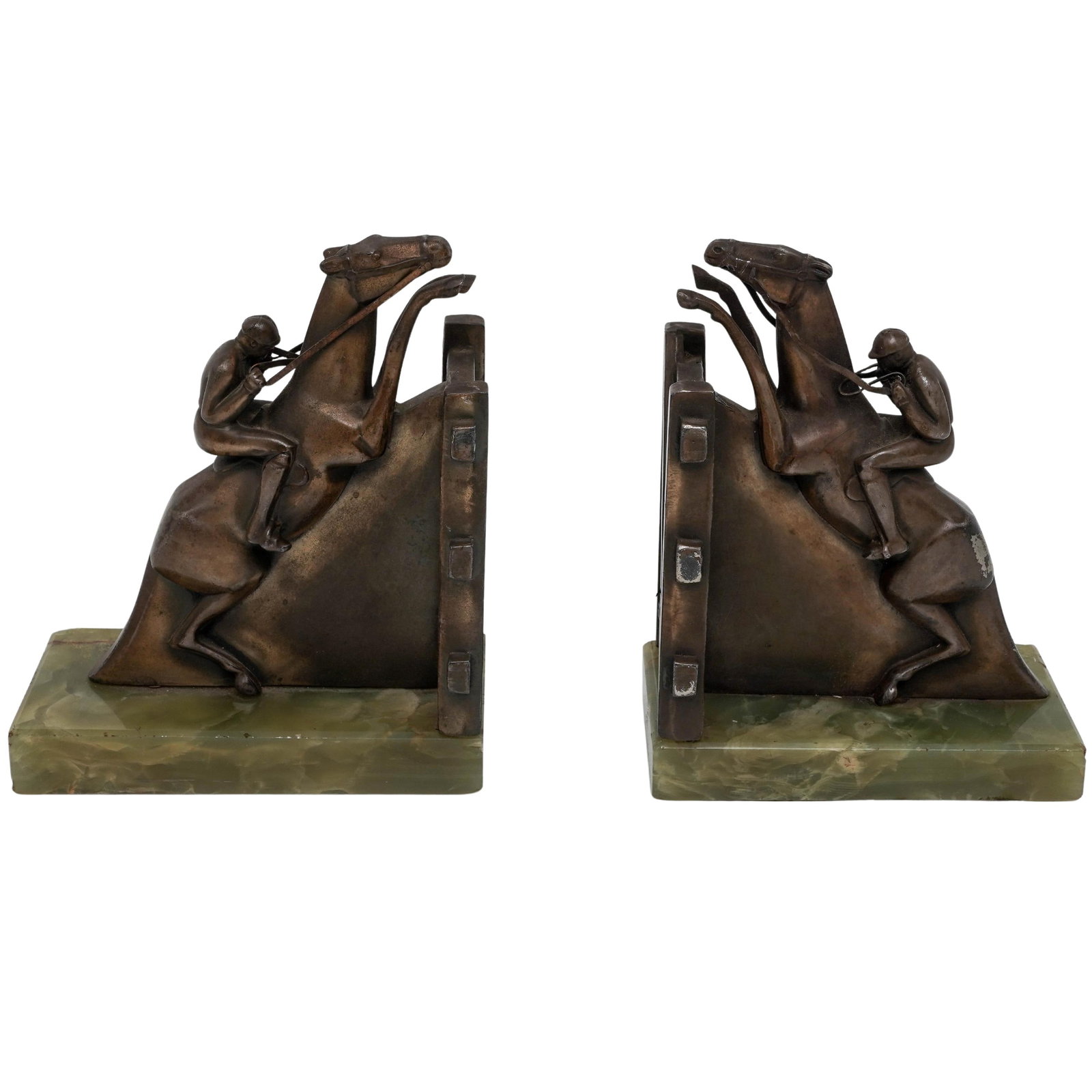 Pair Art Deco Bronze Equestrian Bookends On Onyx Base (1 of 6)